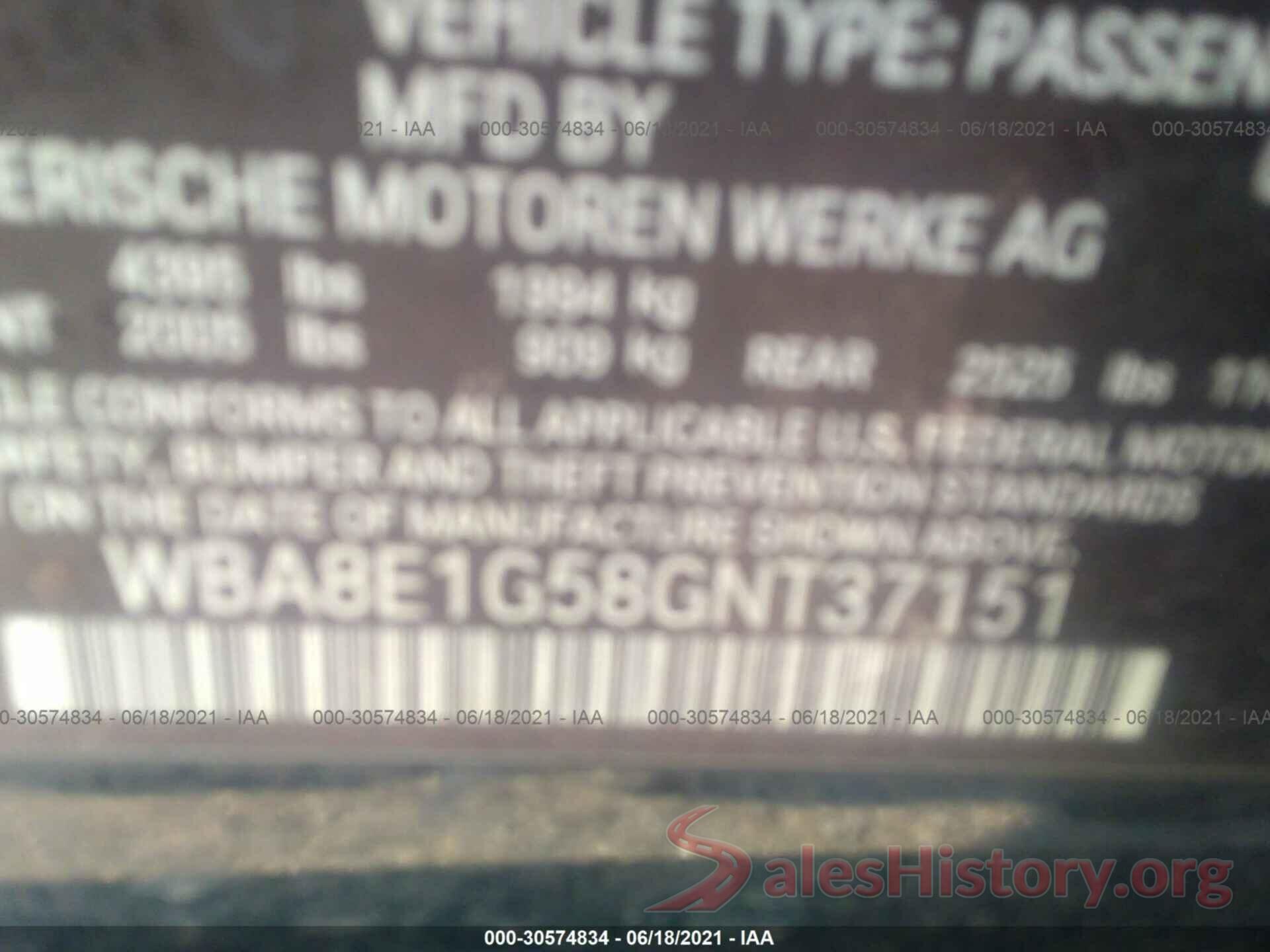 WBA8E1G58GNT37151 2016 BMW 3 SERIES