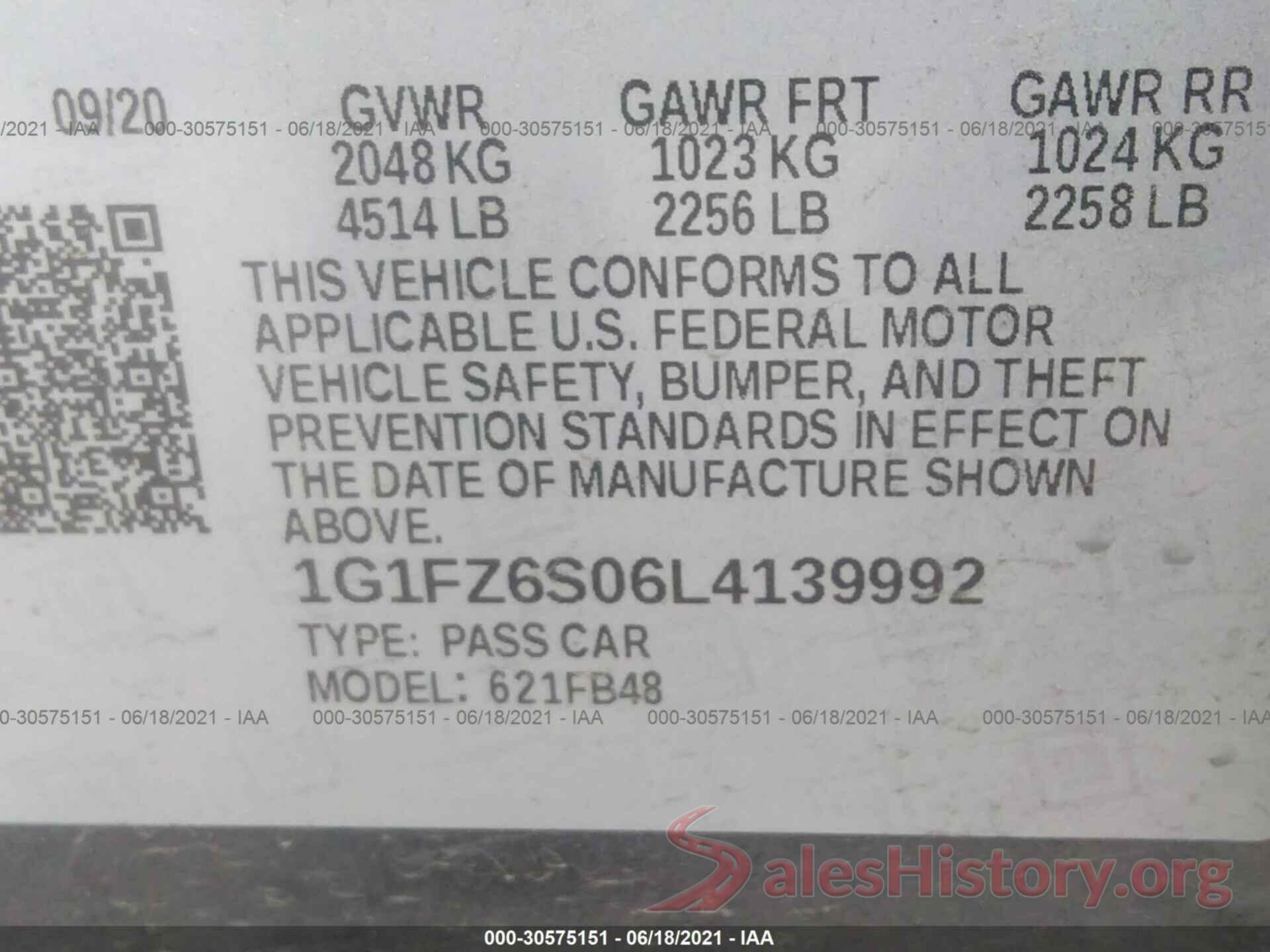 1G1FZ6S06L4139992 2020 CHEVROLET BOLT EV