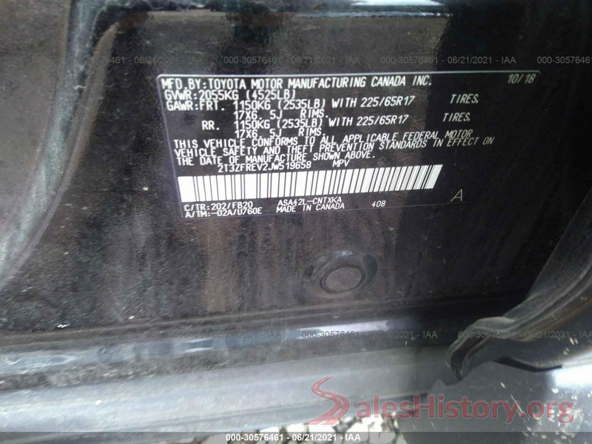 2T3ZFREV2JW519658 2018 TOYOTA RAV4