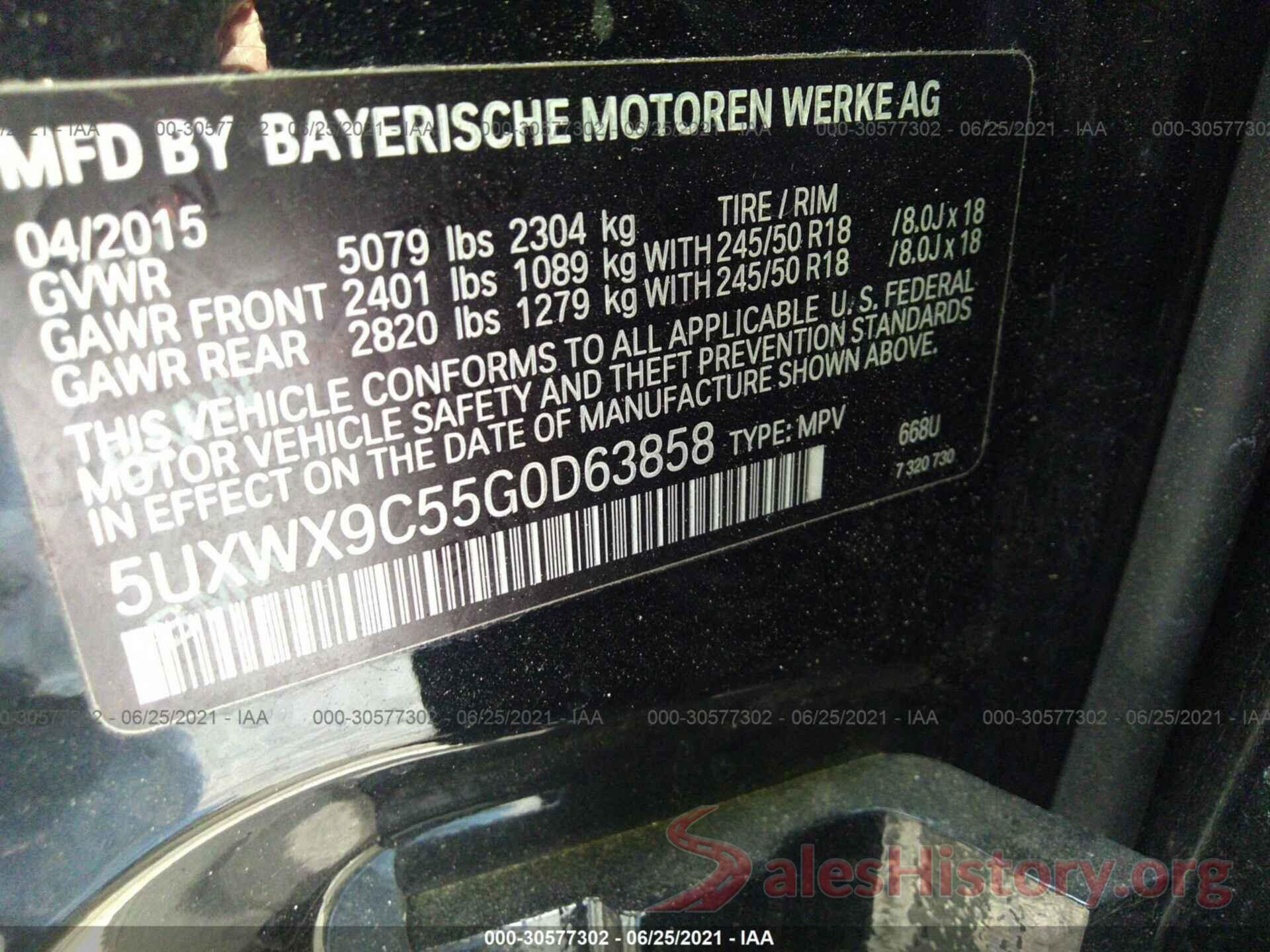 5UXWX9C55G0D63858 2016 BMW X3