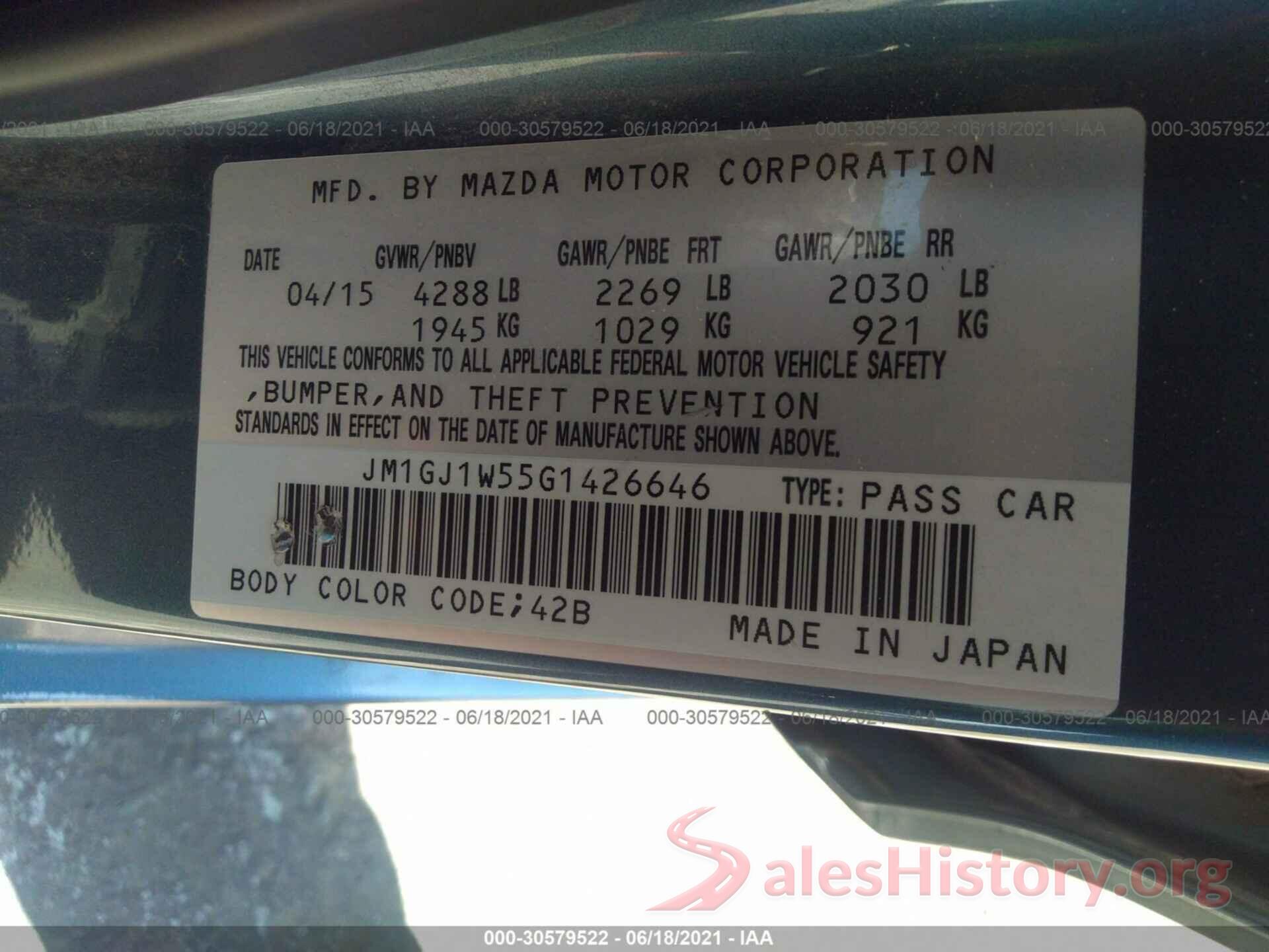 JM1GJ1W55G1426646 2016 MAZDA MAZDA6