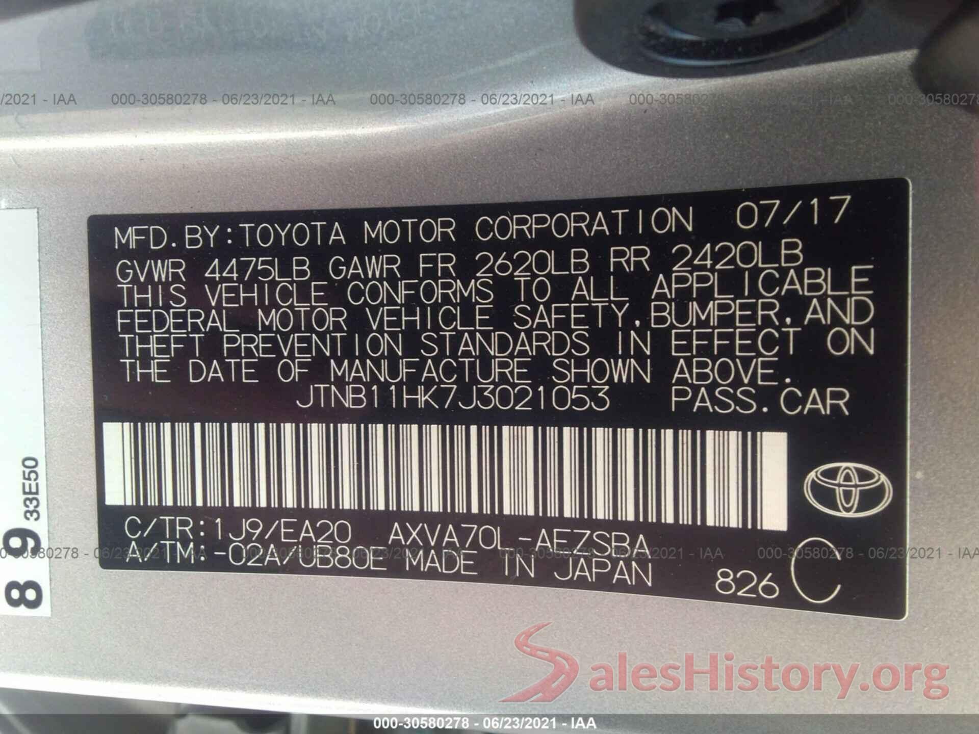 JTNB11HK7J3021053 2018 TOYOTA CAMRY