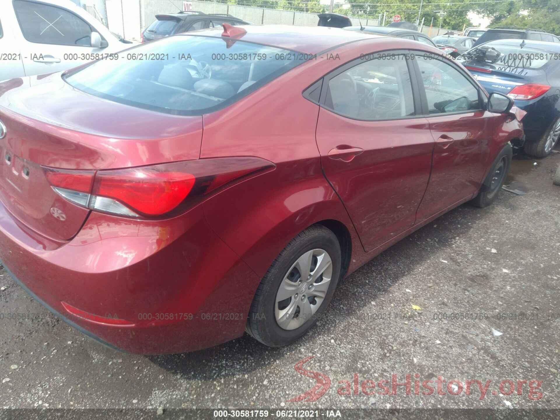 5NPDH4AE9GH705212 2016 HYUNDAI ELANTRA