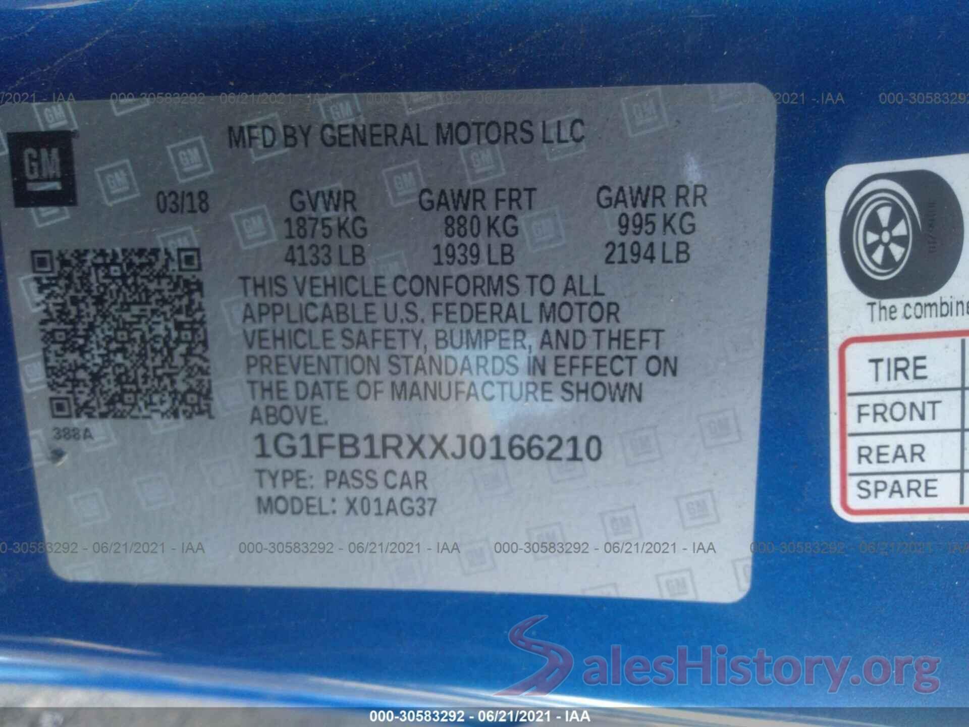 1G1FB1RXXJ0166210 2018 CHEVROLET CAMARO