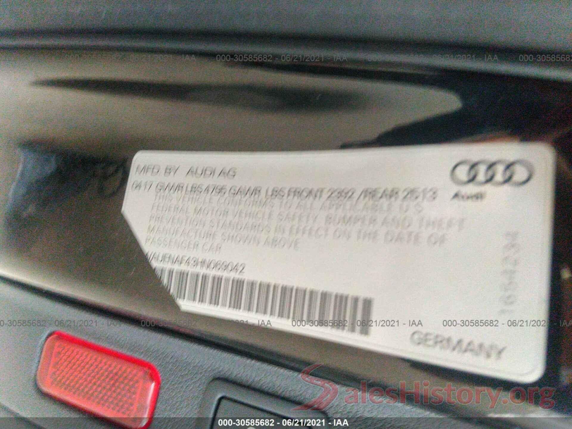 WAUENAF43HN069042 2017 AUDI A4