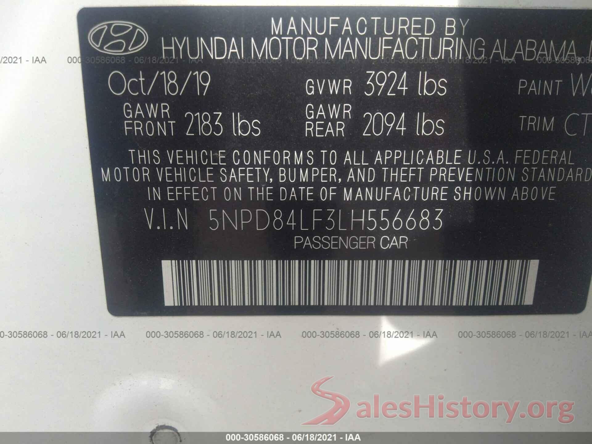 5NPD84LF3LH556683 2020 HYUNDAI ELANTRA