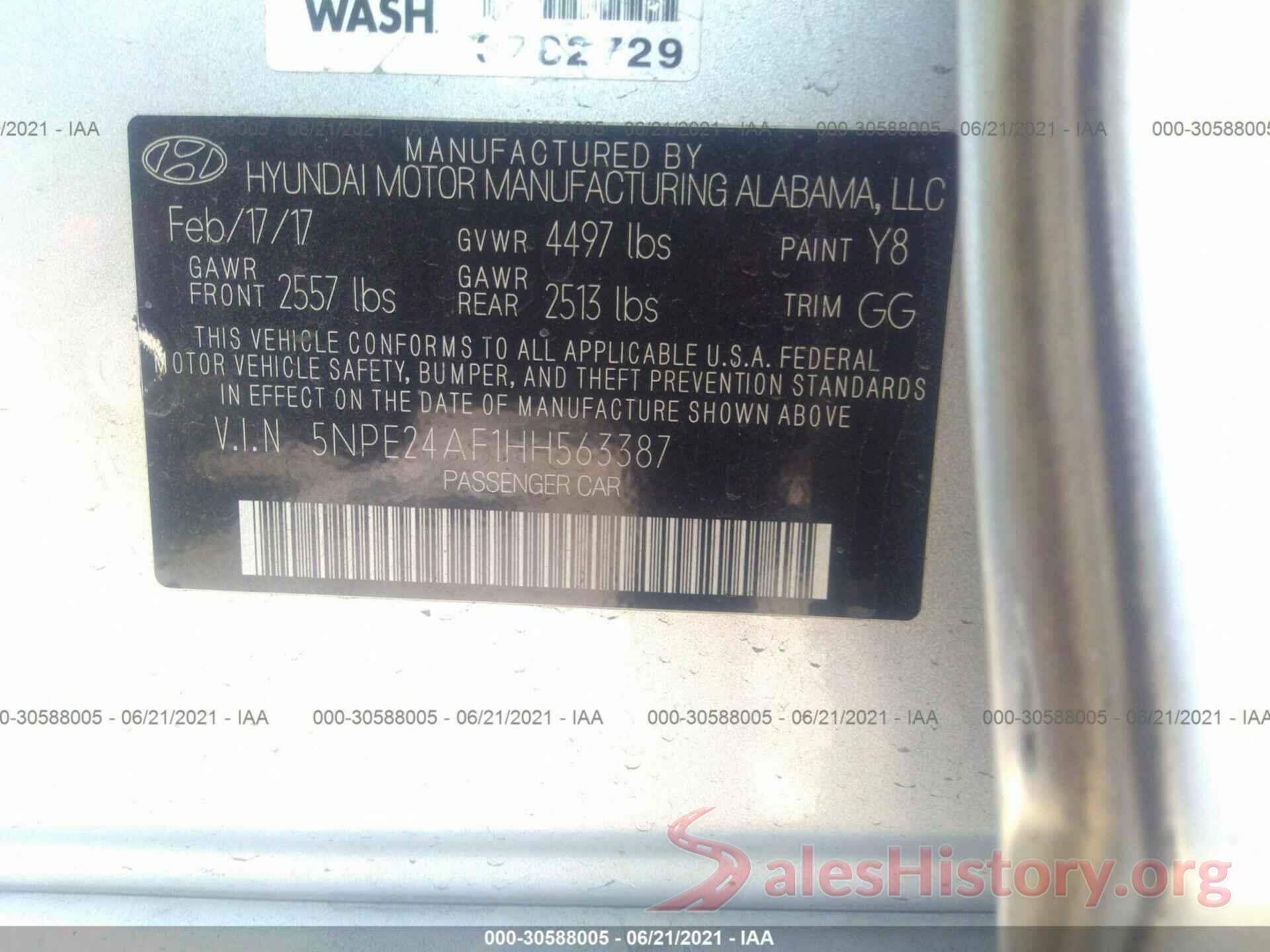 5NPE24AF1HH563387 2017 HYUNDAI SONATA