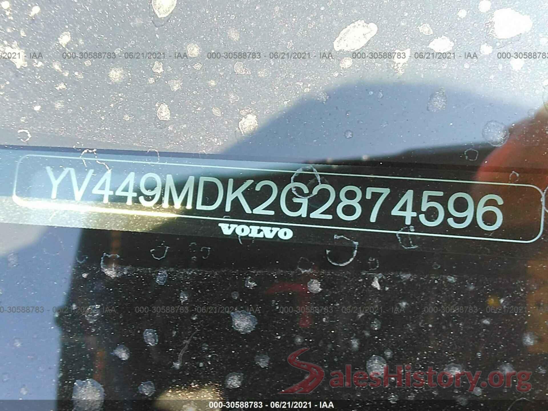 YV449MDK2G2874596 2016 VOLVO XC60