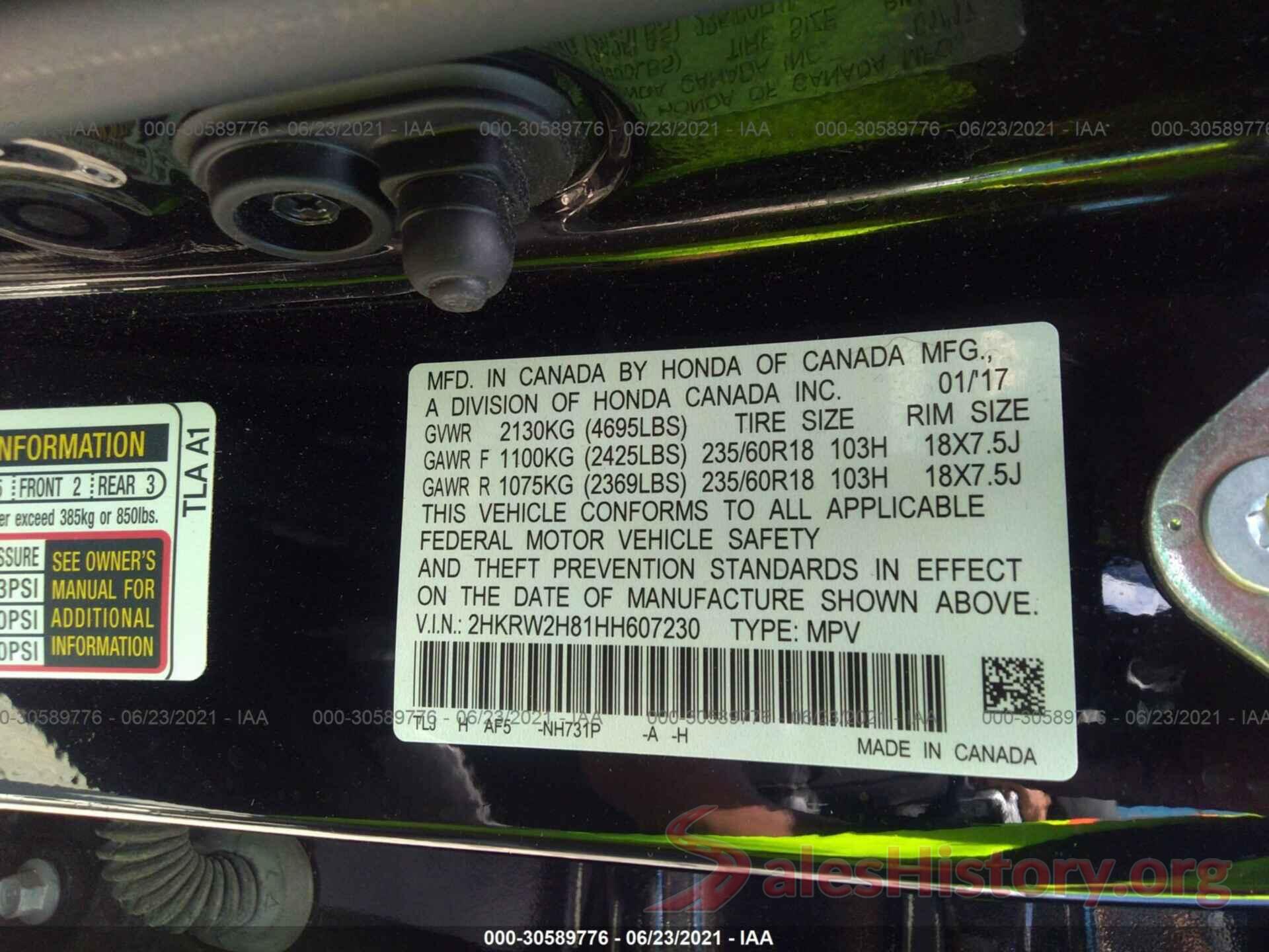 2HKRW2H81HH607230 2017 HONDA CR-V