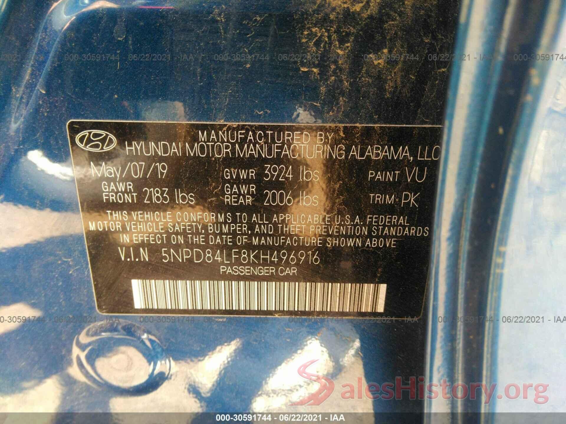 5NPD84LF8KH496916 2019 HYUNDAI ELANTRA