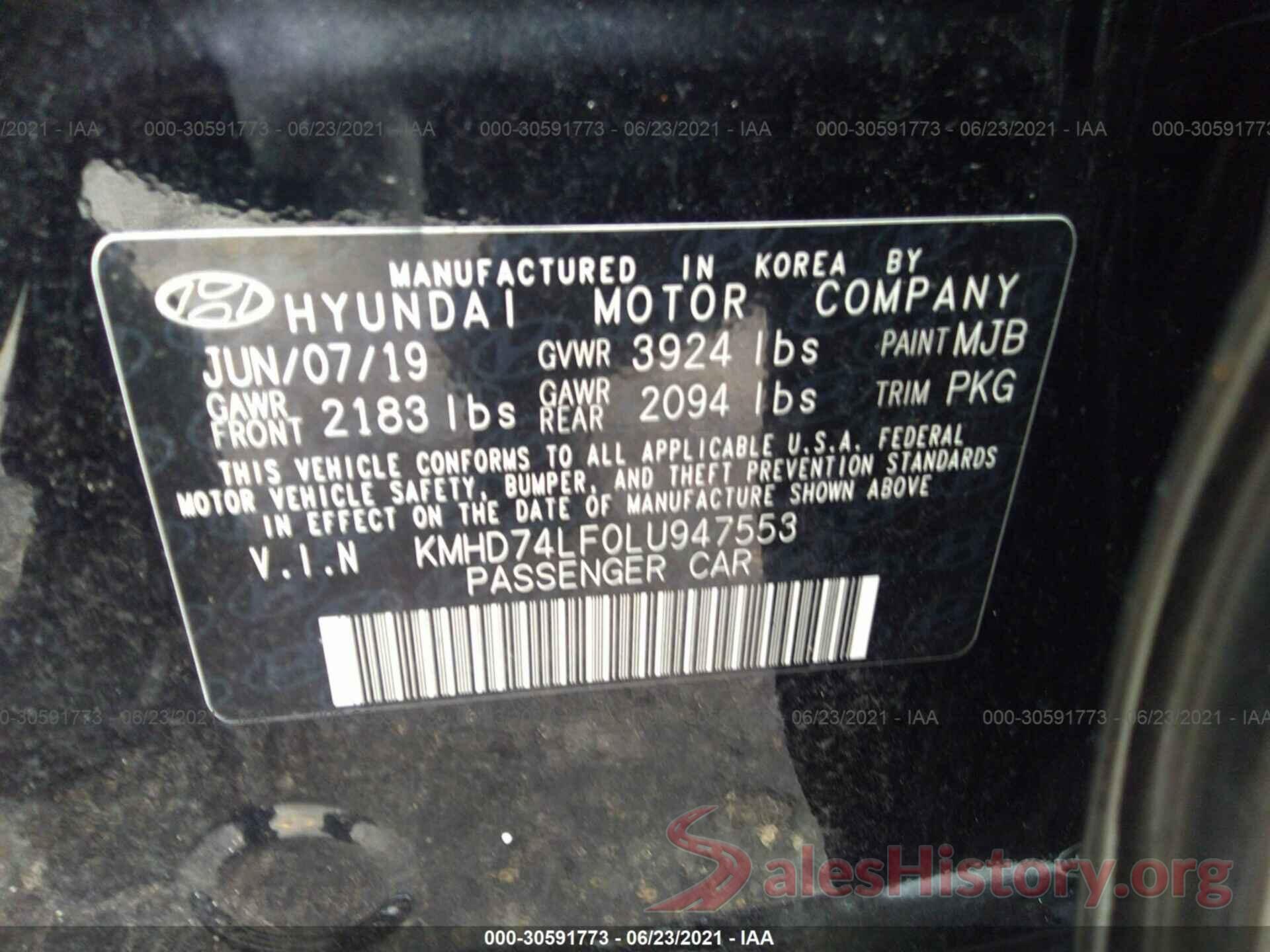 KMHD74LF0LU947553 2020 HYUNDAI ELANTRA