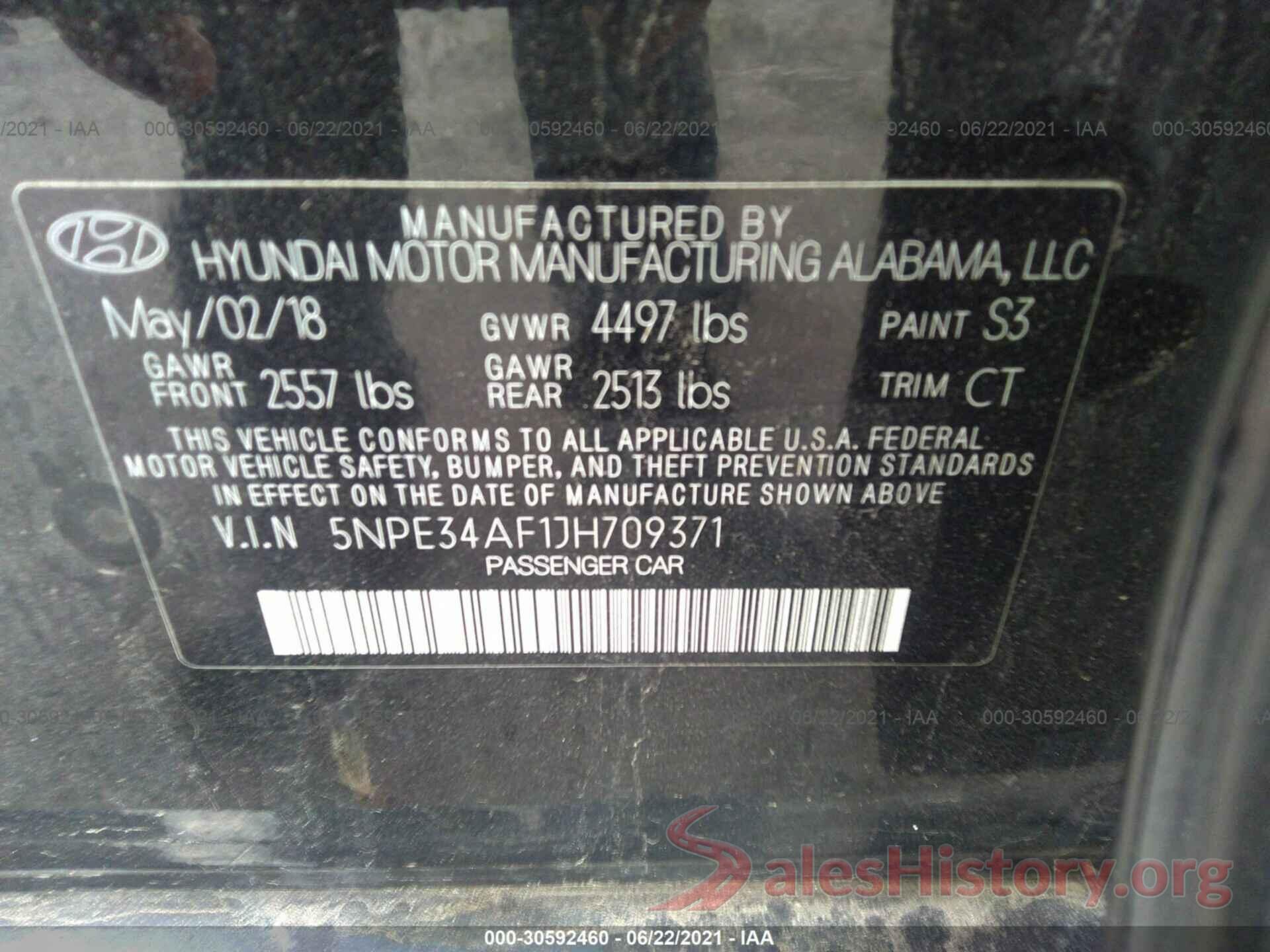 5NPE34AF1JH709371 2018 HYUNDAI SONATA