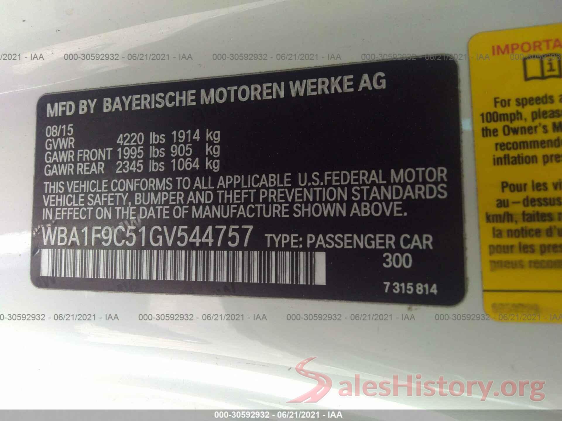 WBA1F9C51GV544757 2016 BMW 2 SERIES