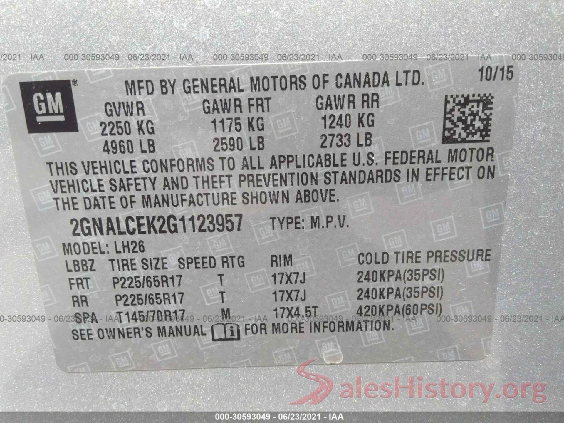 2GNALCEK2G1123957 2016 CHEVROLET EQUINOX