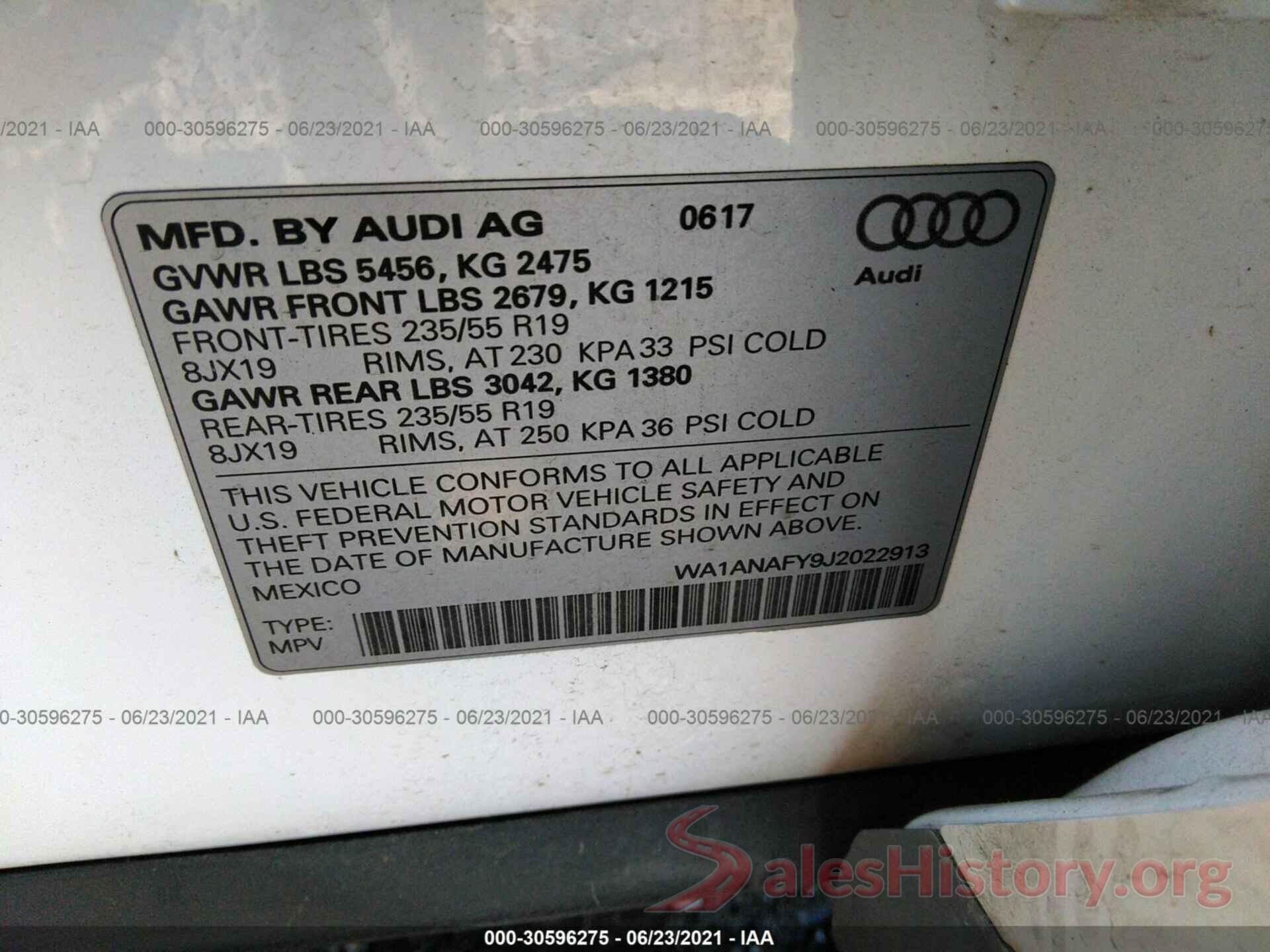 WA1ANAFY9J2022913 2018 AUDI Q5