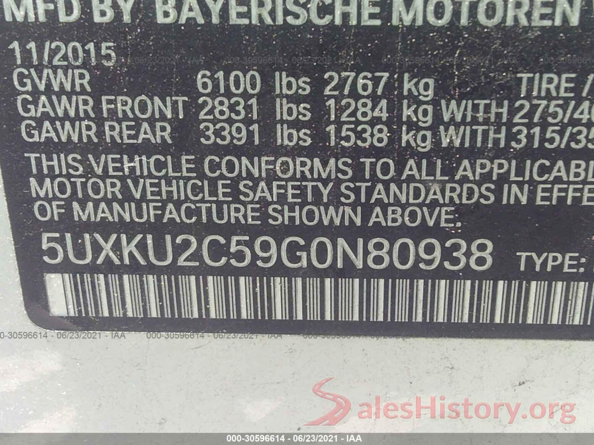 5UXKU2C59G0N80938 2016 BMW X6