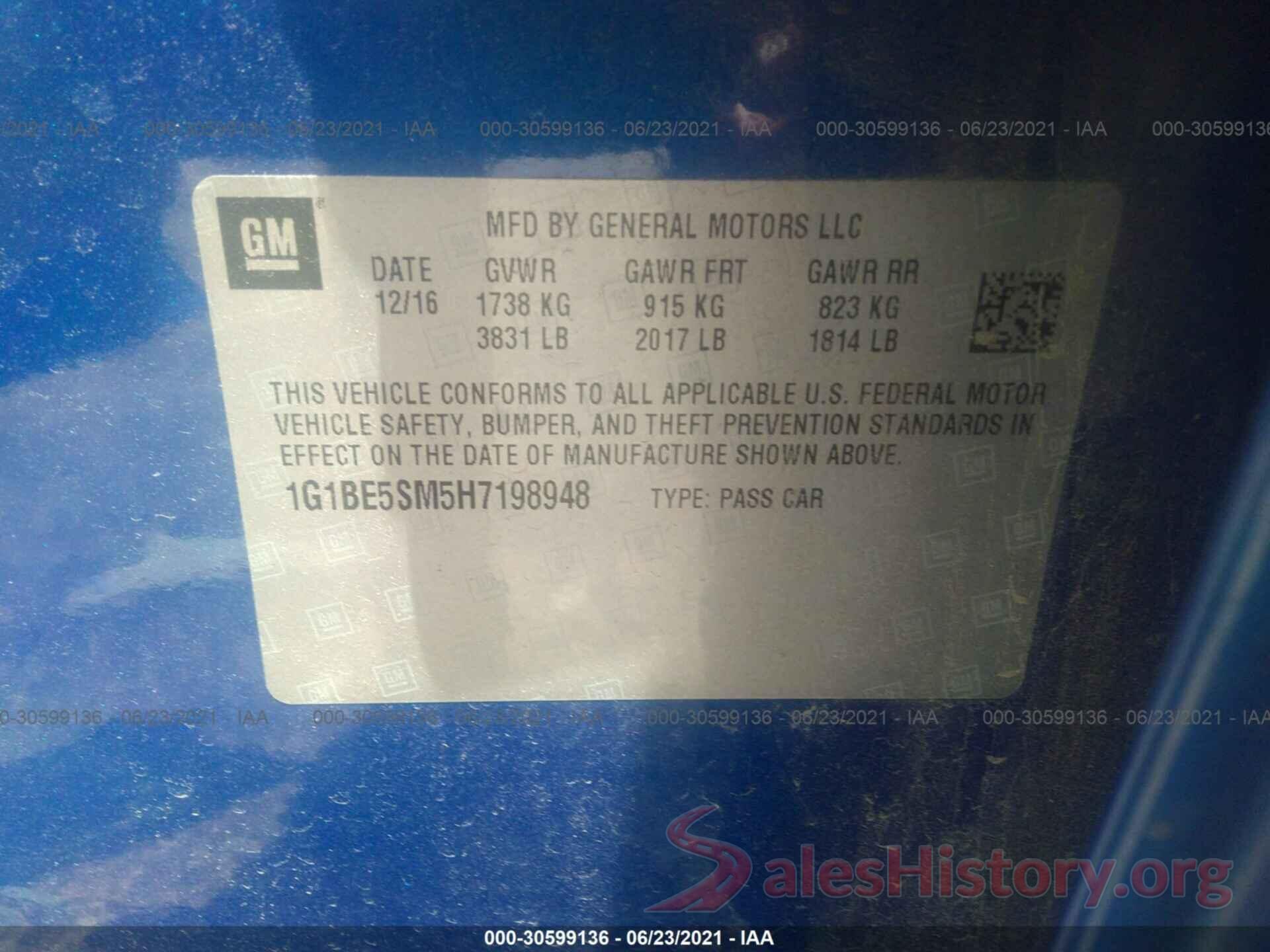 1G1BE5SM5H7198948 2017 CHEVROLET CRUZE