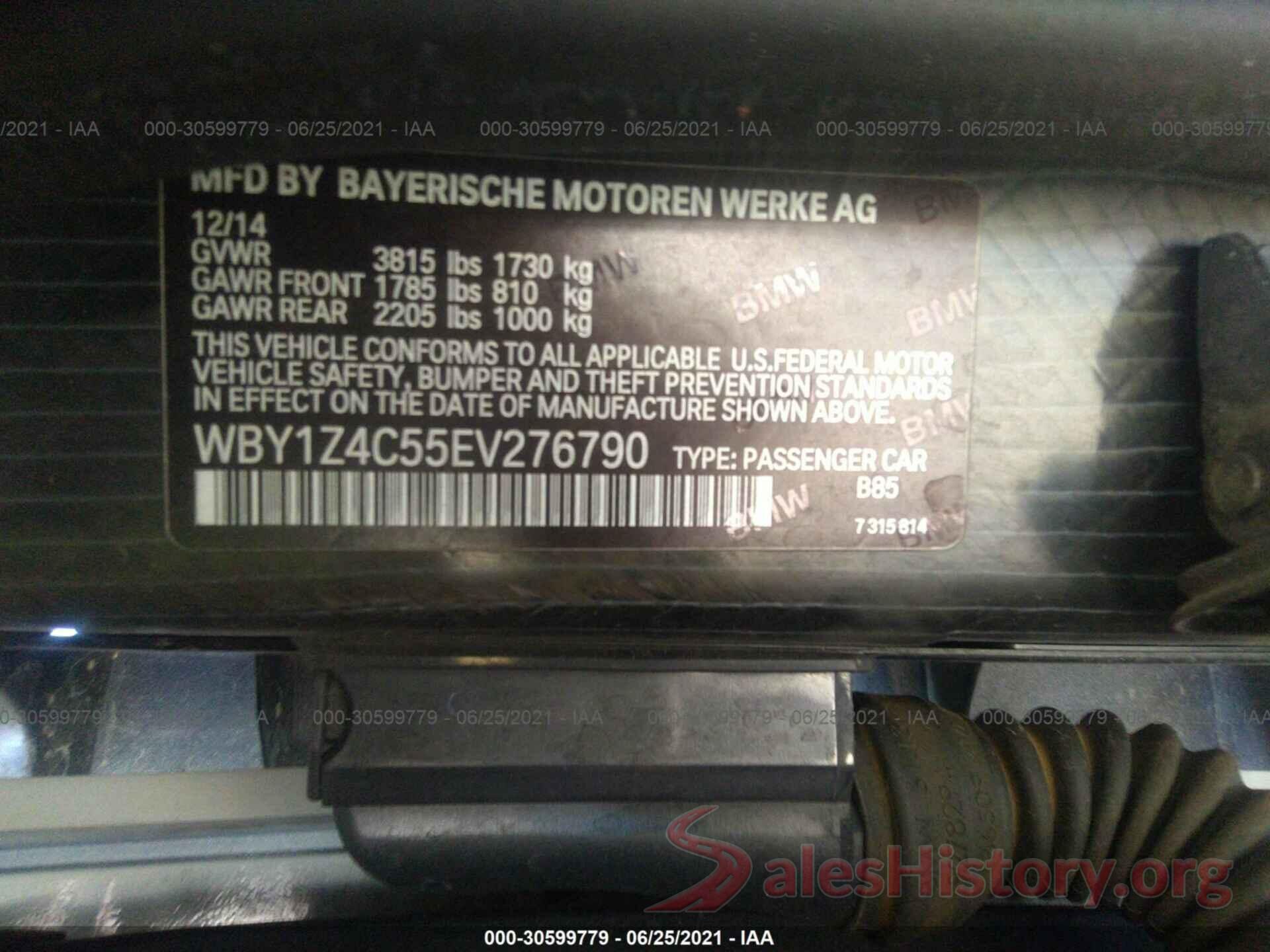 WBY1Z4C55EV276790 2014 BMW I3