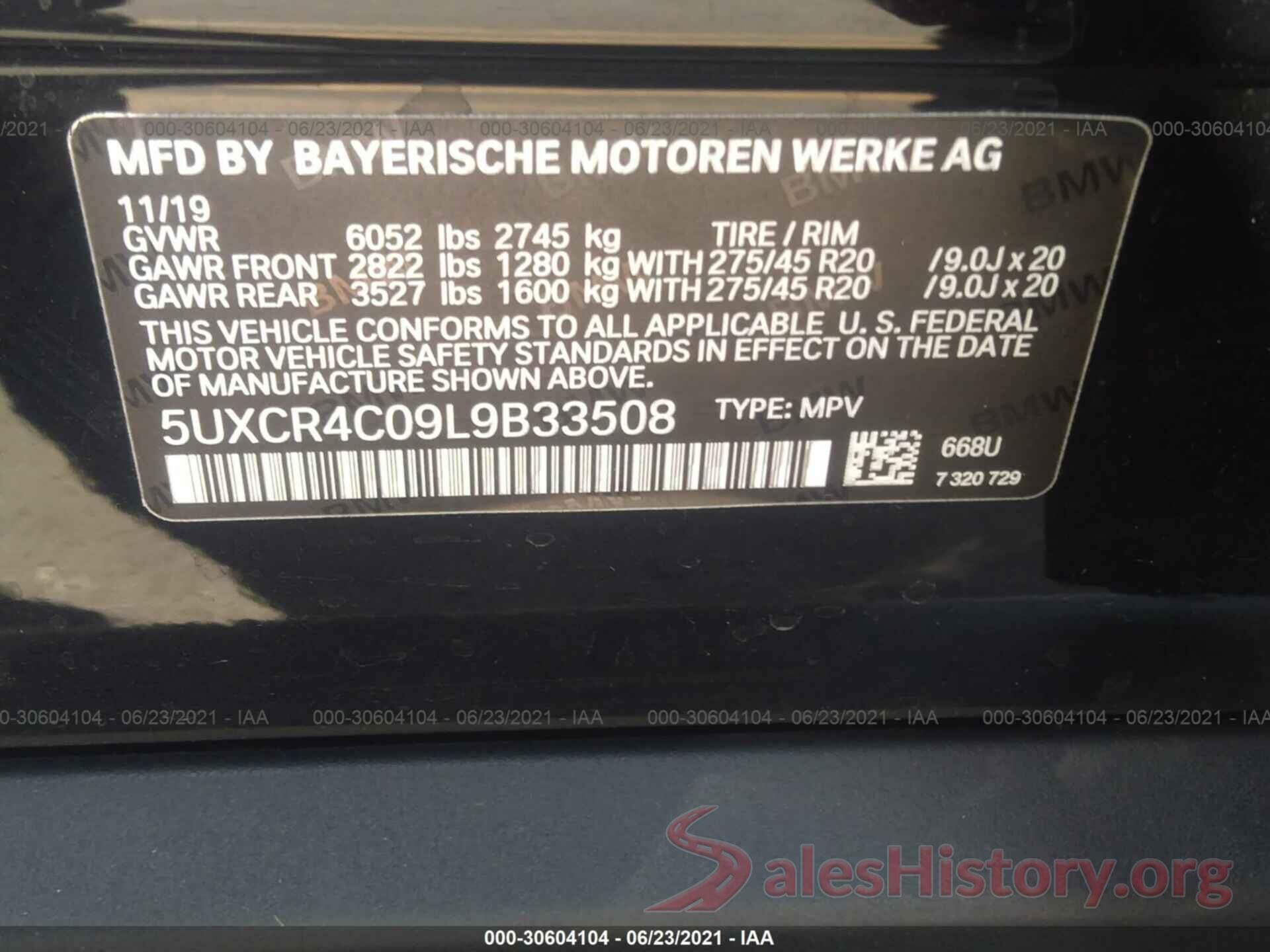 5UXCR4C09L9B33508 2020 BMW X5