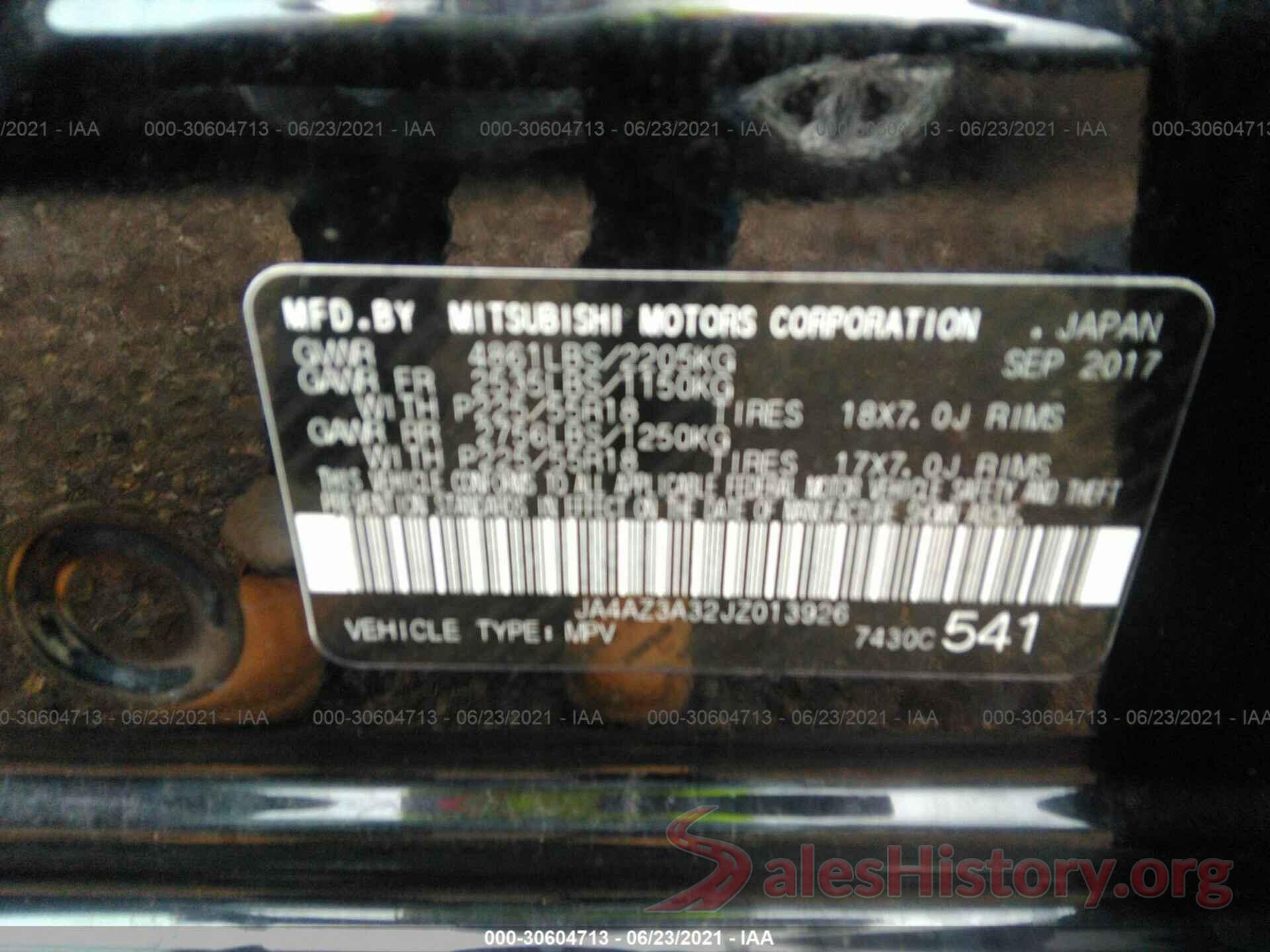 JA4AZ3A32JZ013926 2018 MITSUBISHI OUTLANDER