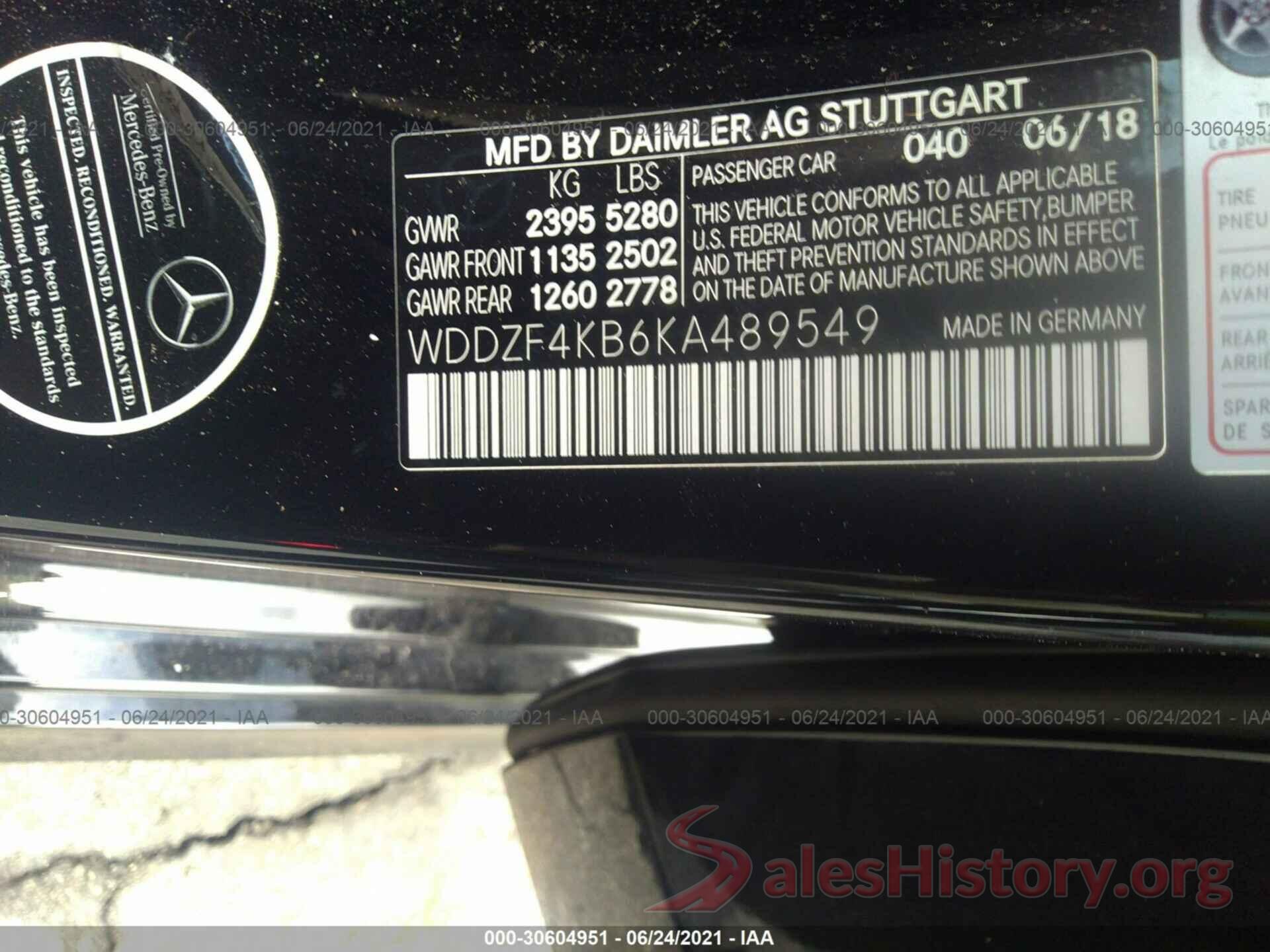 WDDZF4KB6KA489549 2019 MERCEDES-BENZ E-CLASS