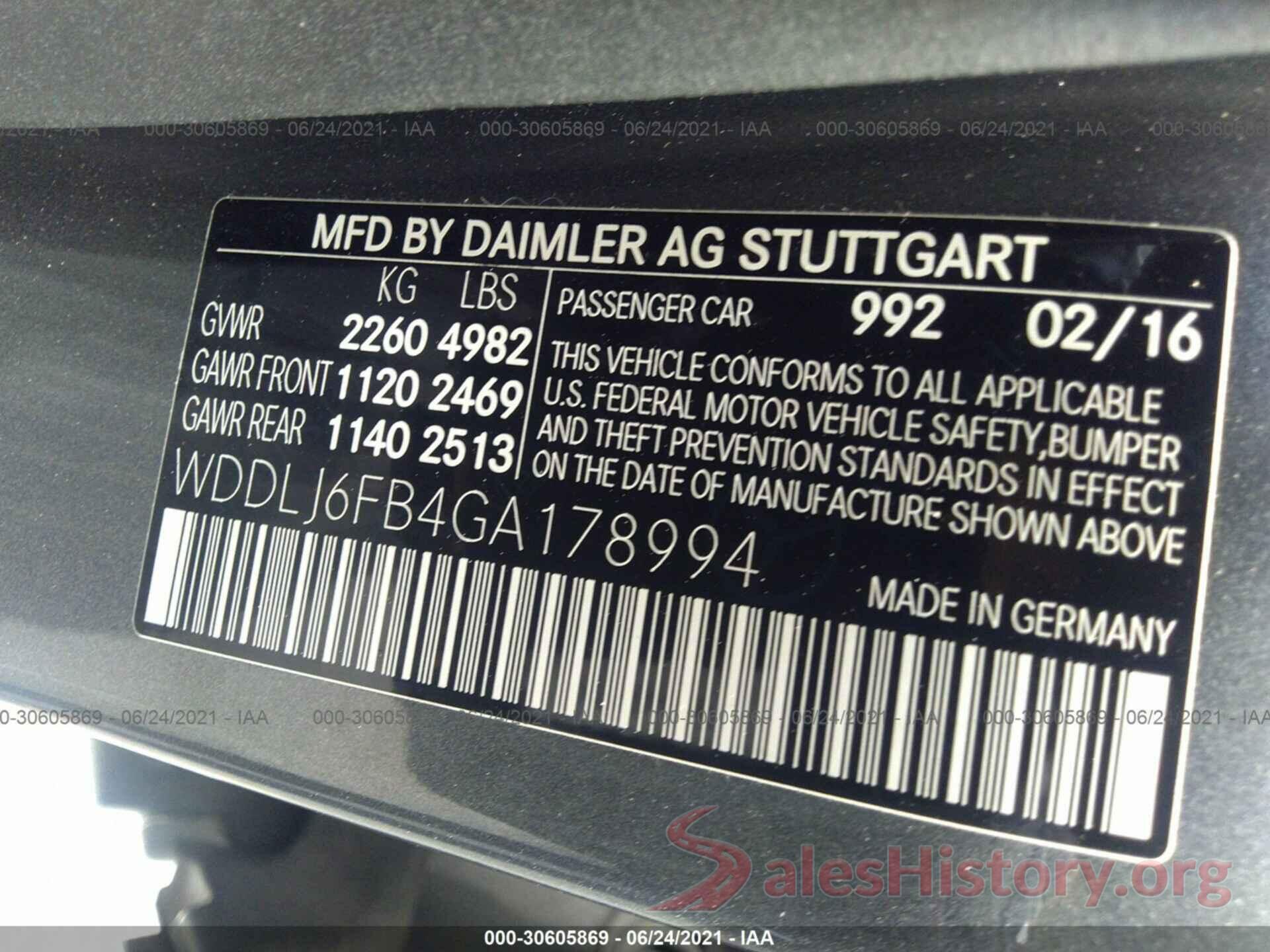 WDDLJ6FB4GA178994 2016 MERCEDES-BENZ CLS