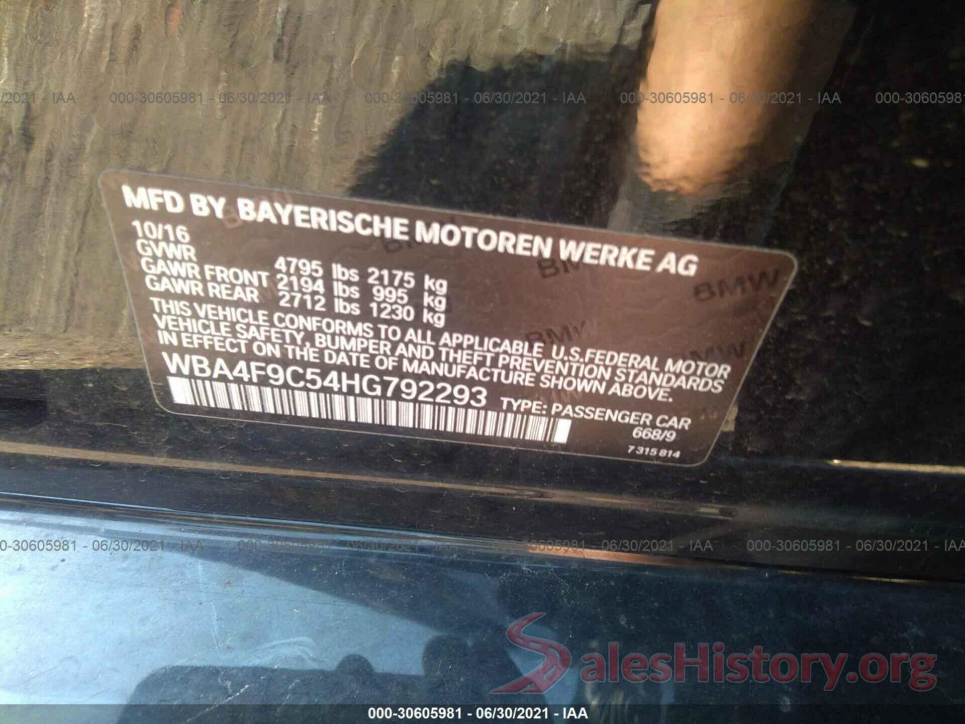 WBA4F9C54HG792293 2017 BMW 4 SERIES