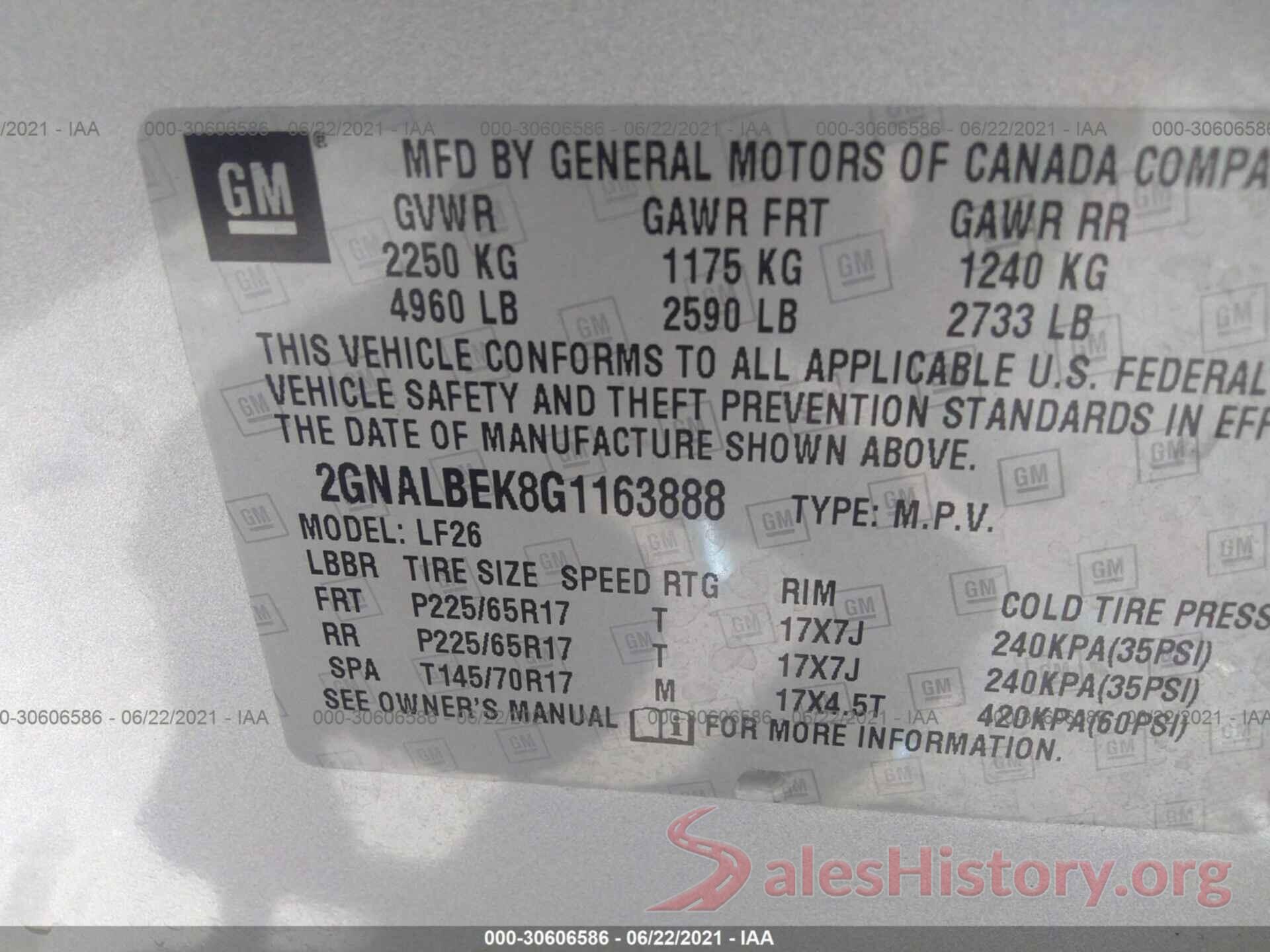 2GNALBEK8G1163888 2016 CHEVROLET EQUINOX