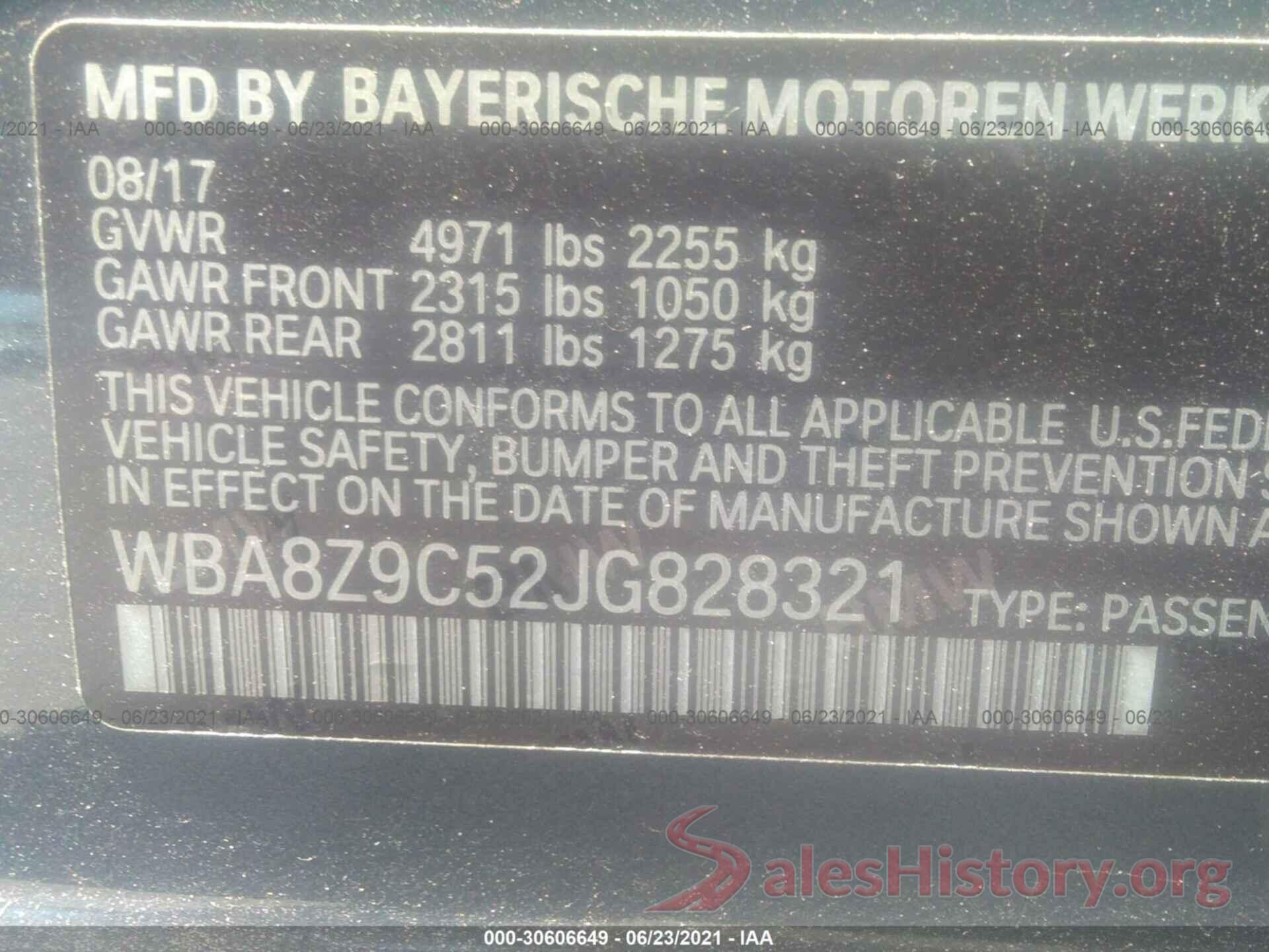 WBA8Z9C52JG828321 2018 BMW 3 SERIES