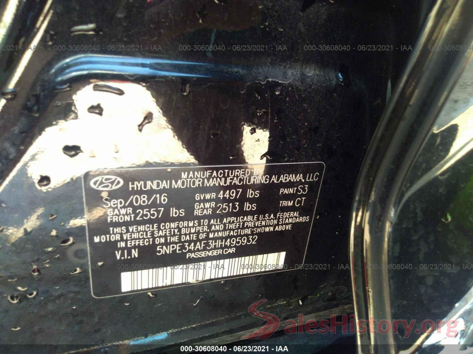 5NPE34AF3HH495932 2017 HYUNDAI SONATA