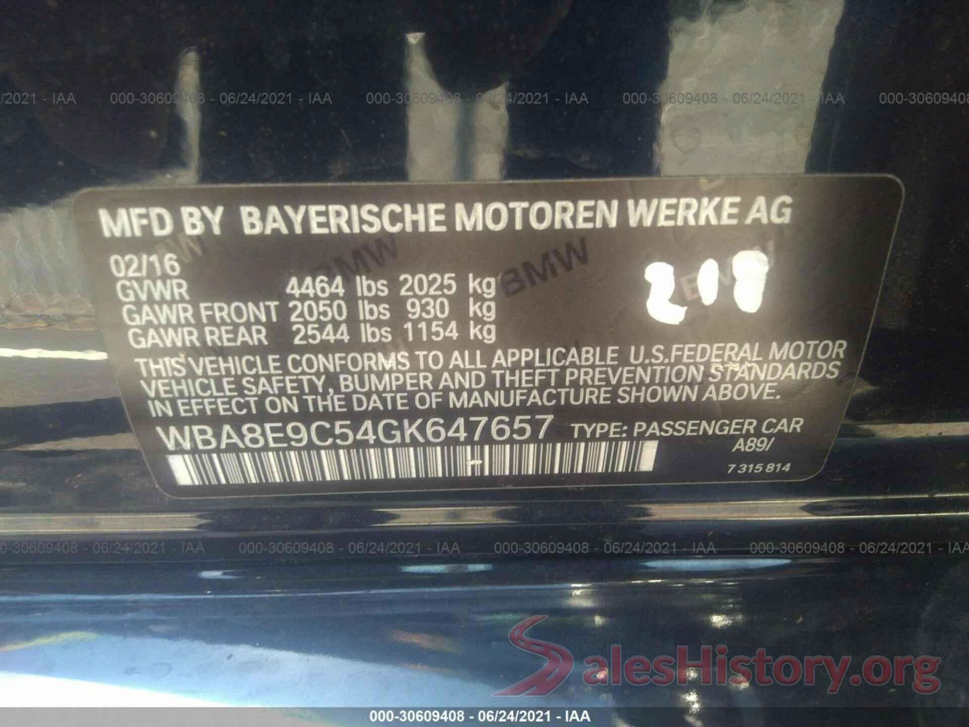 WBA8E9C54GK647657 2016 BMW 3 SERIES