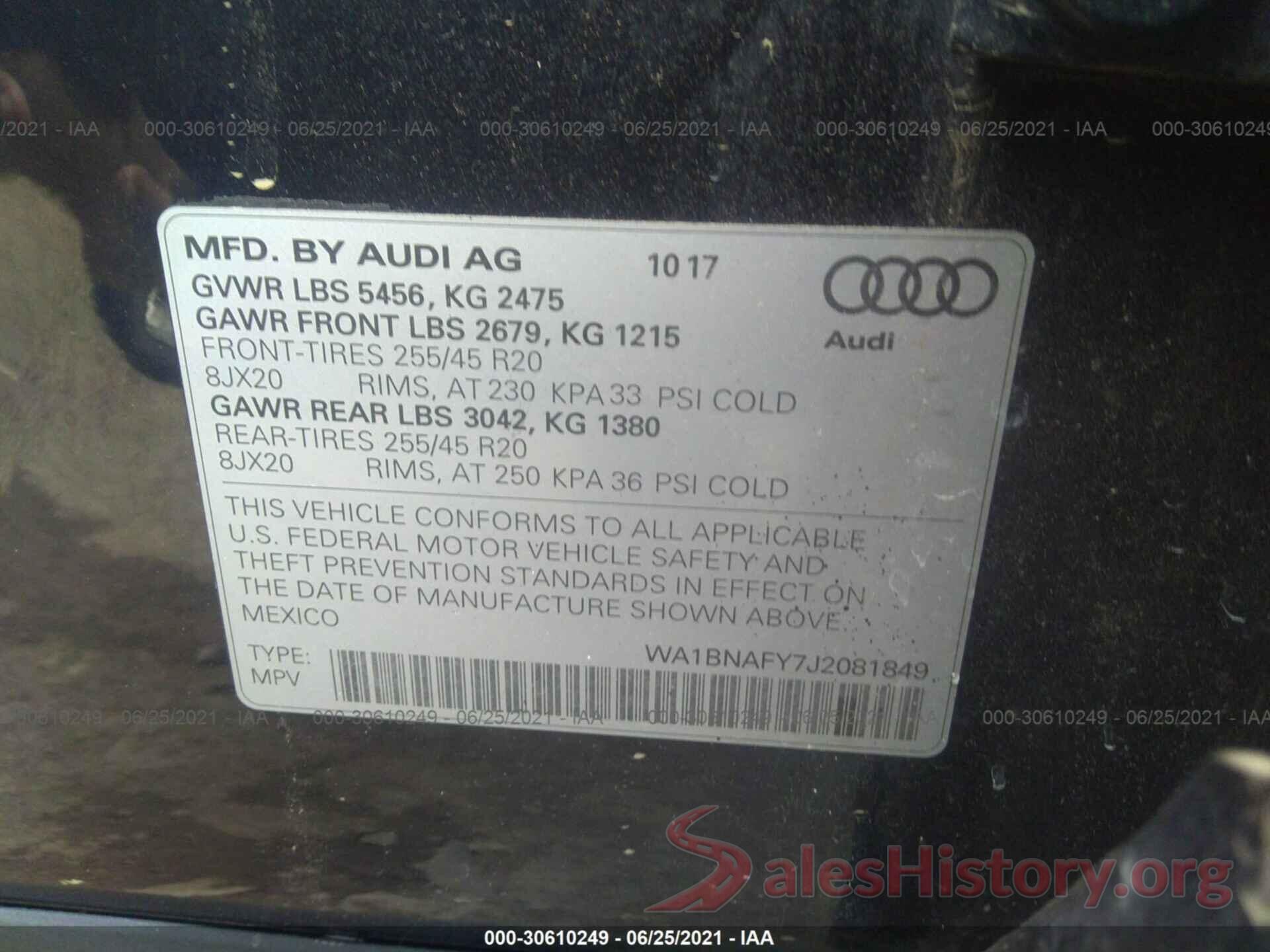 WA1BNAFY7J2081849 2018 AUDI Q5