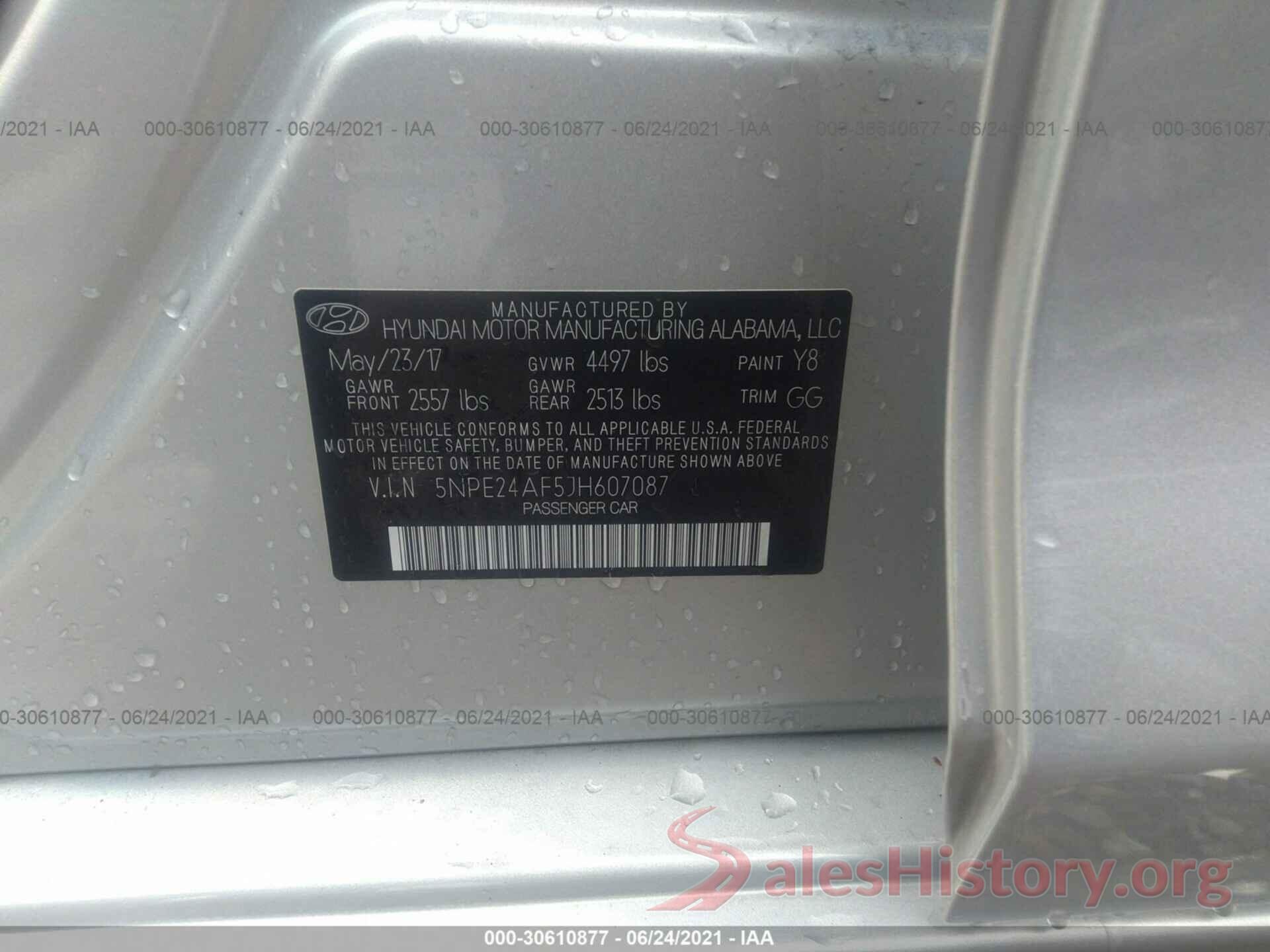 5NPE24AF5JH607087 2018 HYUNDAI SONATA