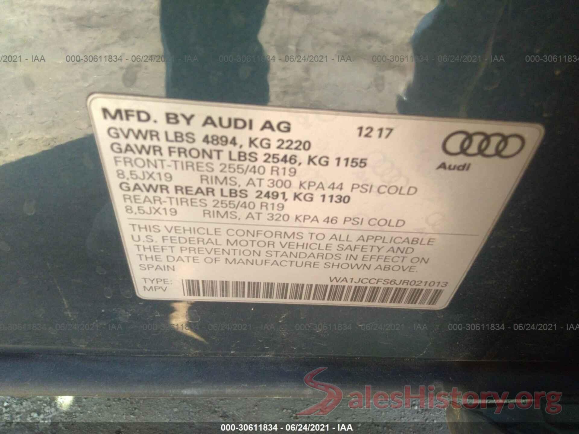 WA1JCCFS6JR021013 2018 AUDI Q3