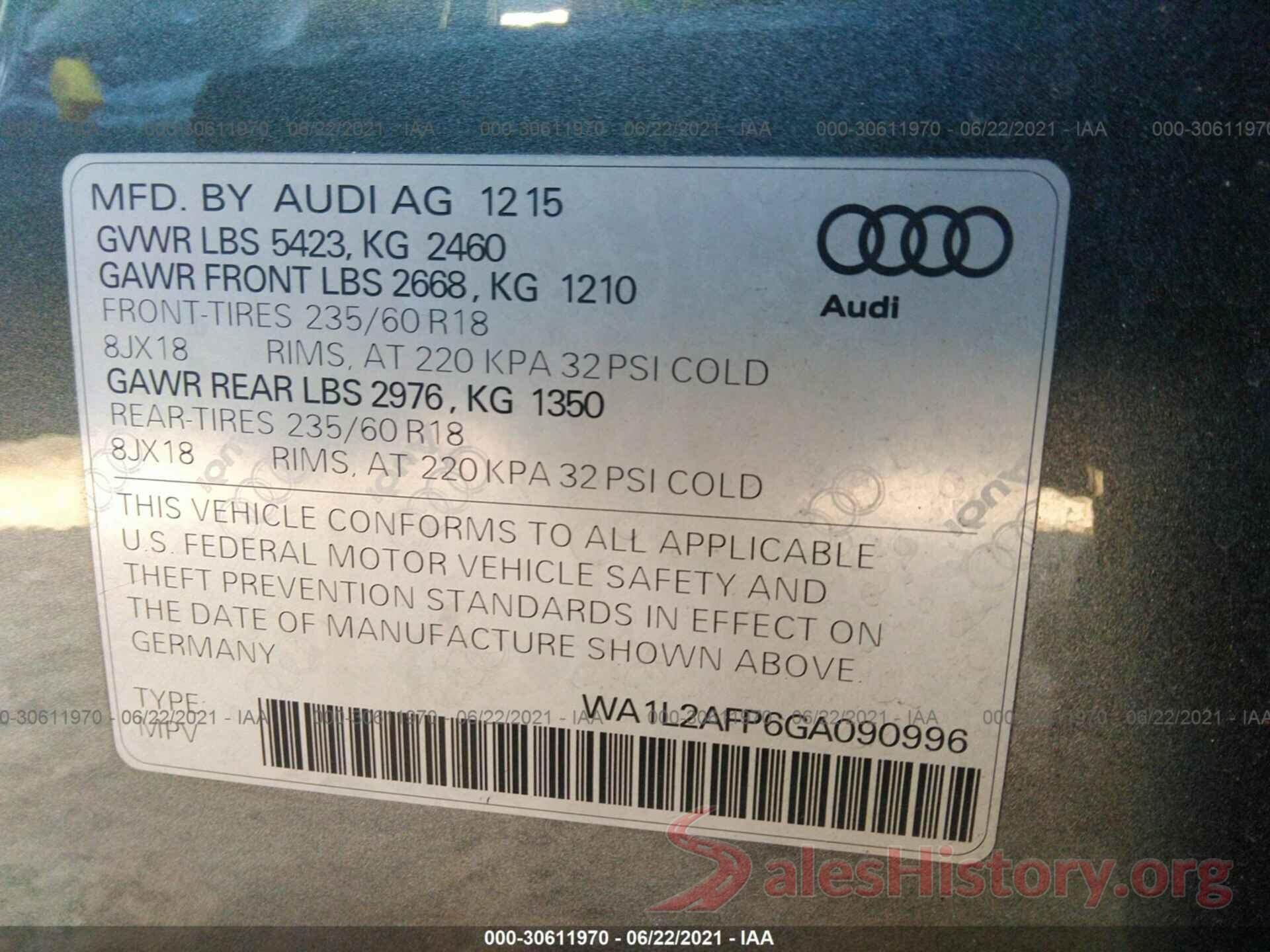 WA1L2AFP6GA090996 2016 AUDI Q5