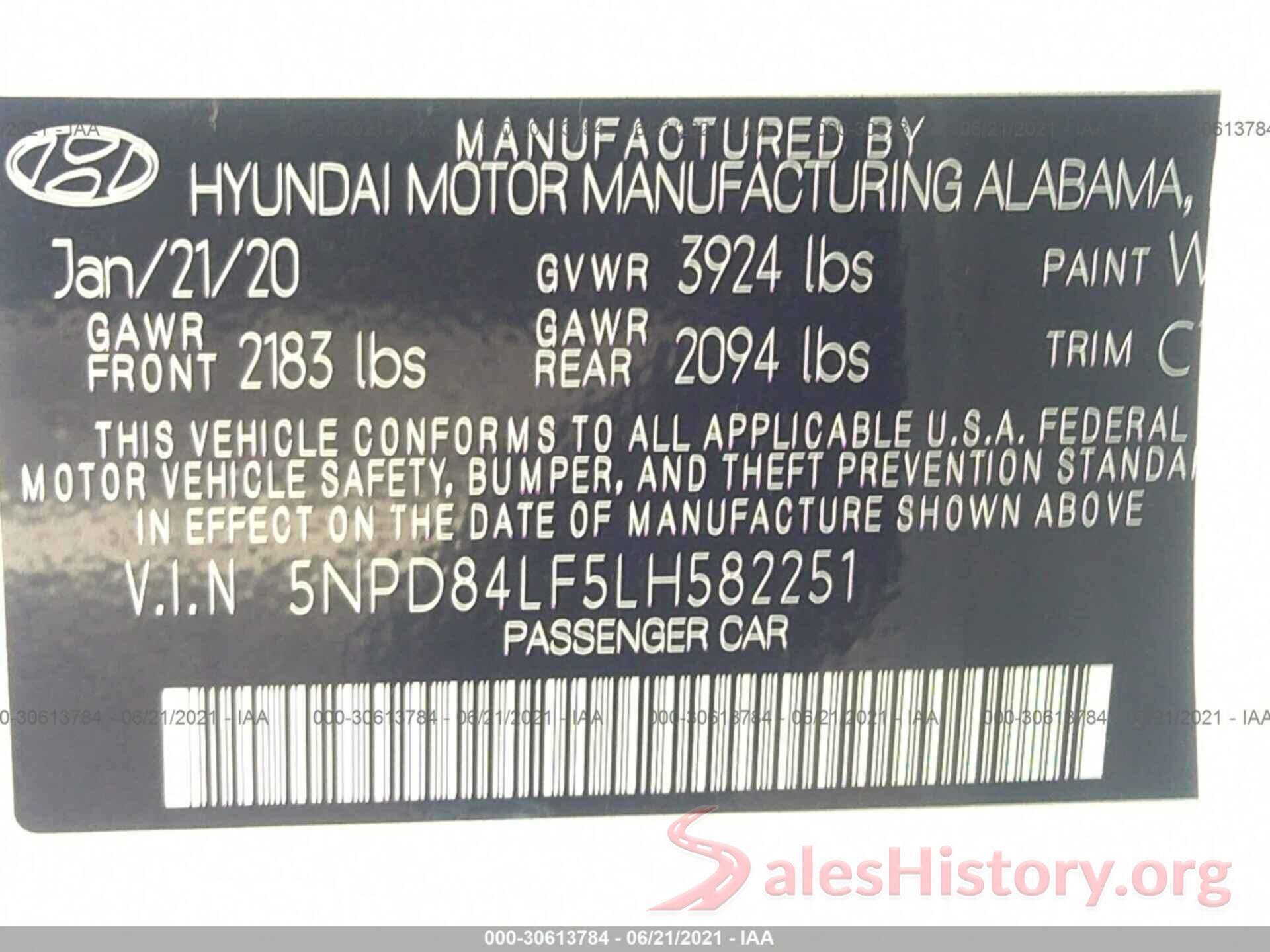 5NPD84LF5LH582251 2020 HYUNDAI ELANTRA