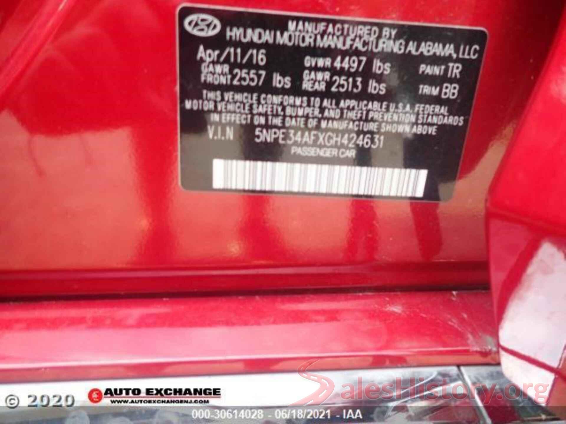 5NPE34AFXGH424631 2016 HYUNDAI SONATA