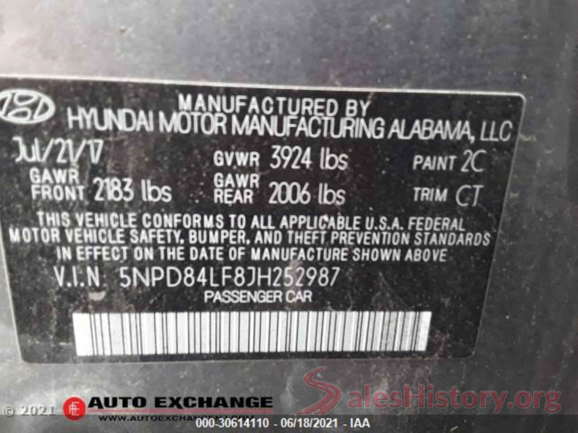 5NPD84LF8JH252987 2018 HYUNDAI ELANTRA