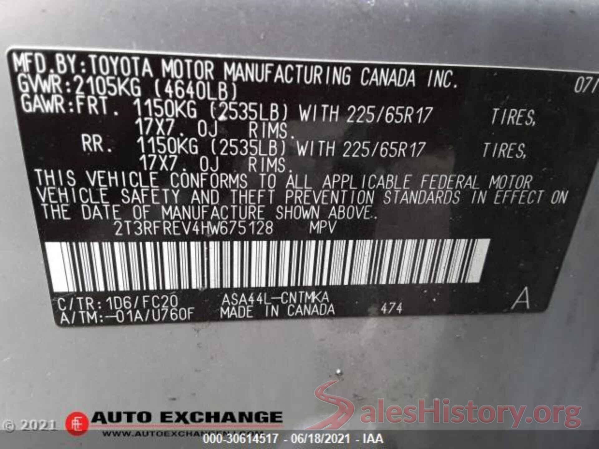 2T3RFREV4HW675128 2017 TOYOTA RAV4