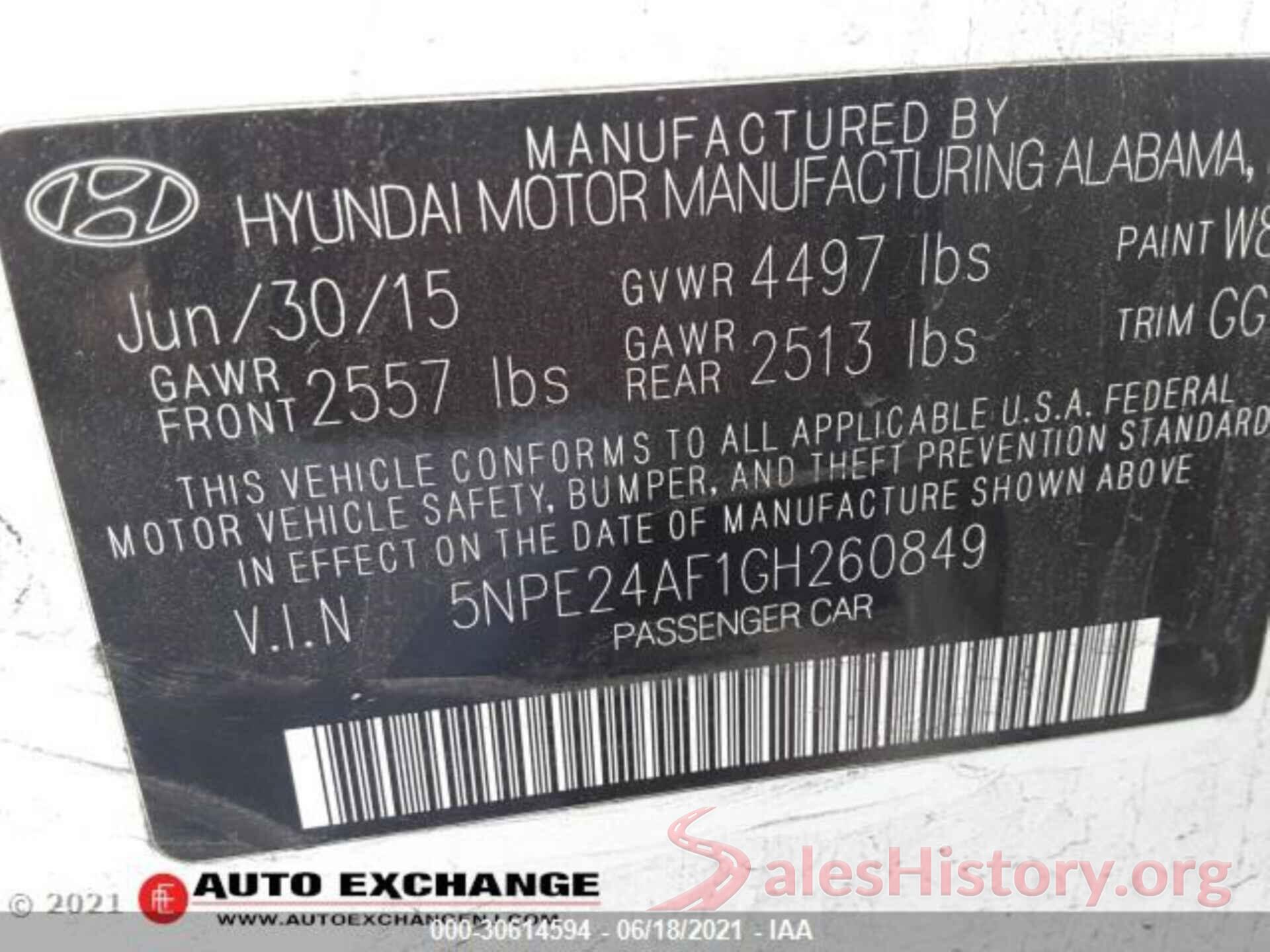 5NPE24AF1GH260849 2016 HYUNDAI SONATA