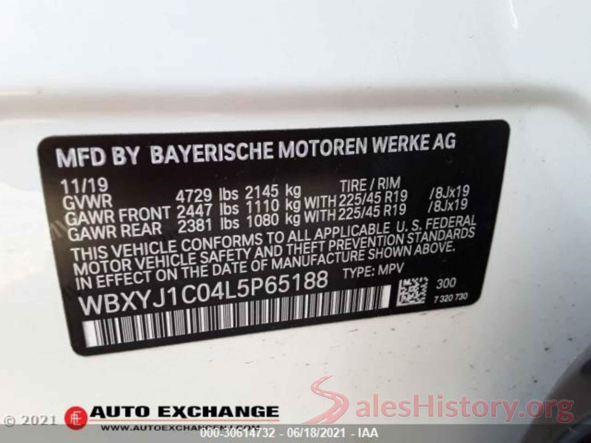 WBXYJ1C04L5P65188 2020 BMW X2