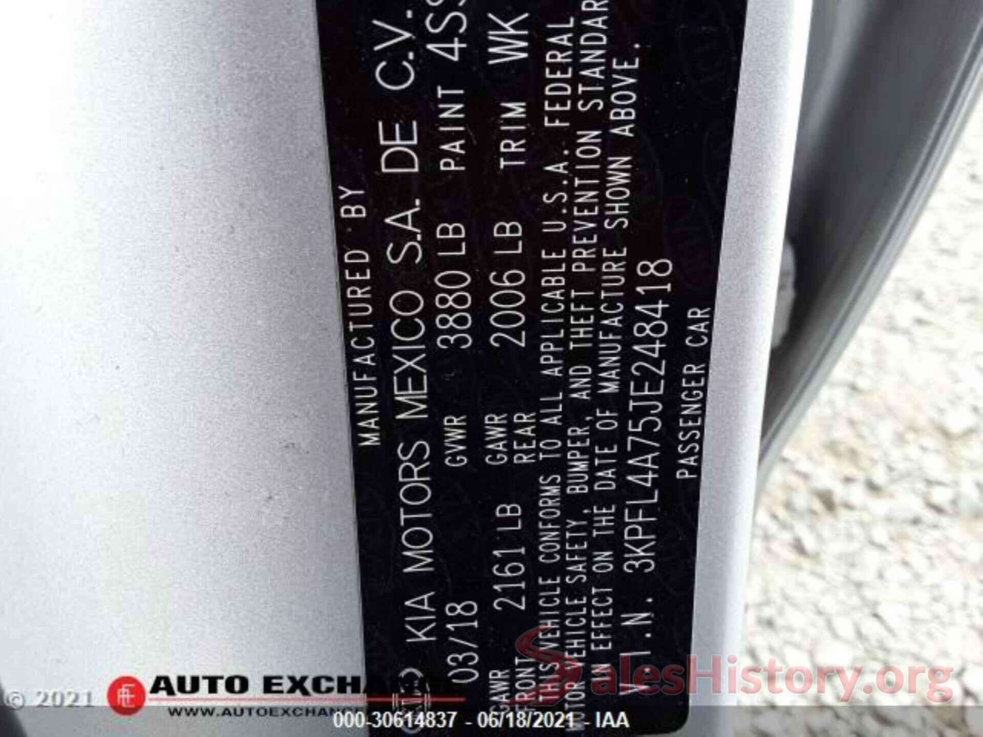 3KPFL4A75JE248418 2018 KIA FORTE