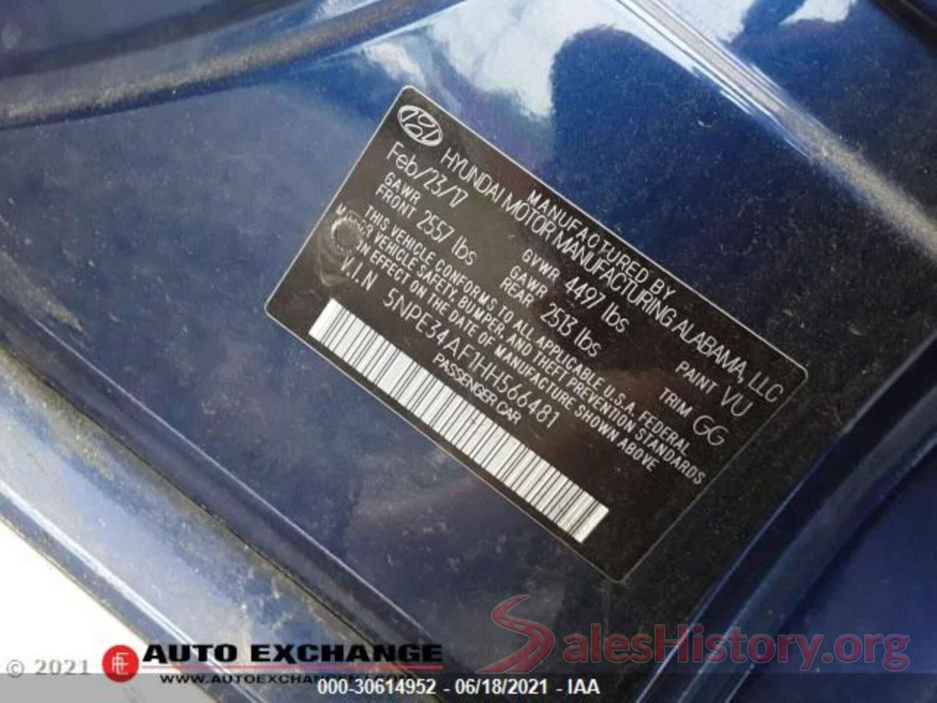 5NPE34AF1HH566481 2017 HYUNDAI SONATA