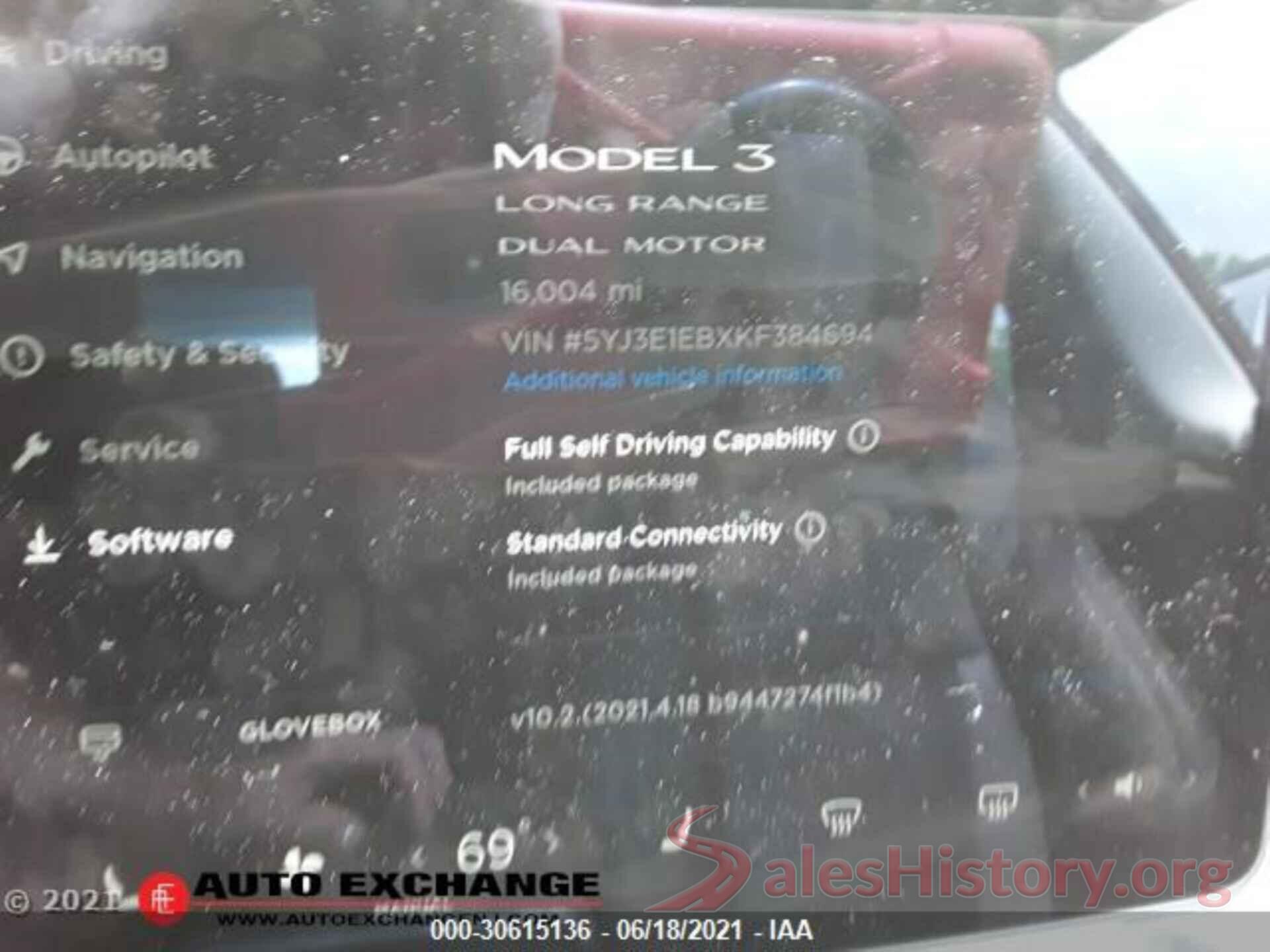 5YJ3E1EBXKF384694 2019 TESLA MODEL 3