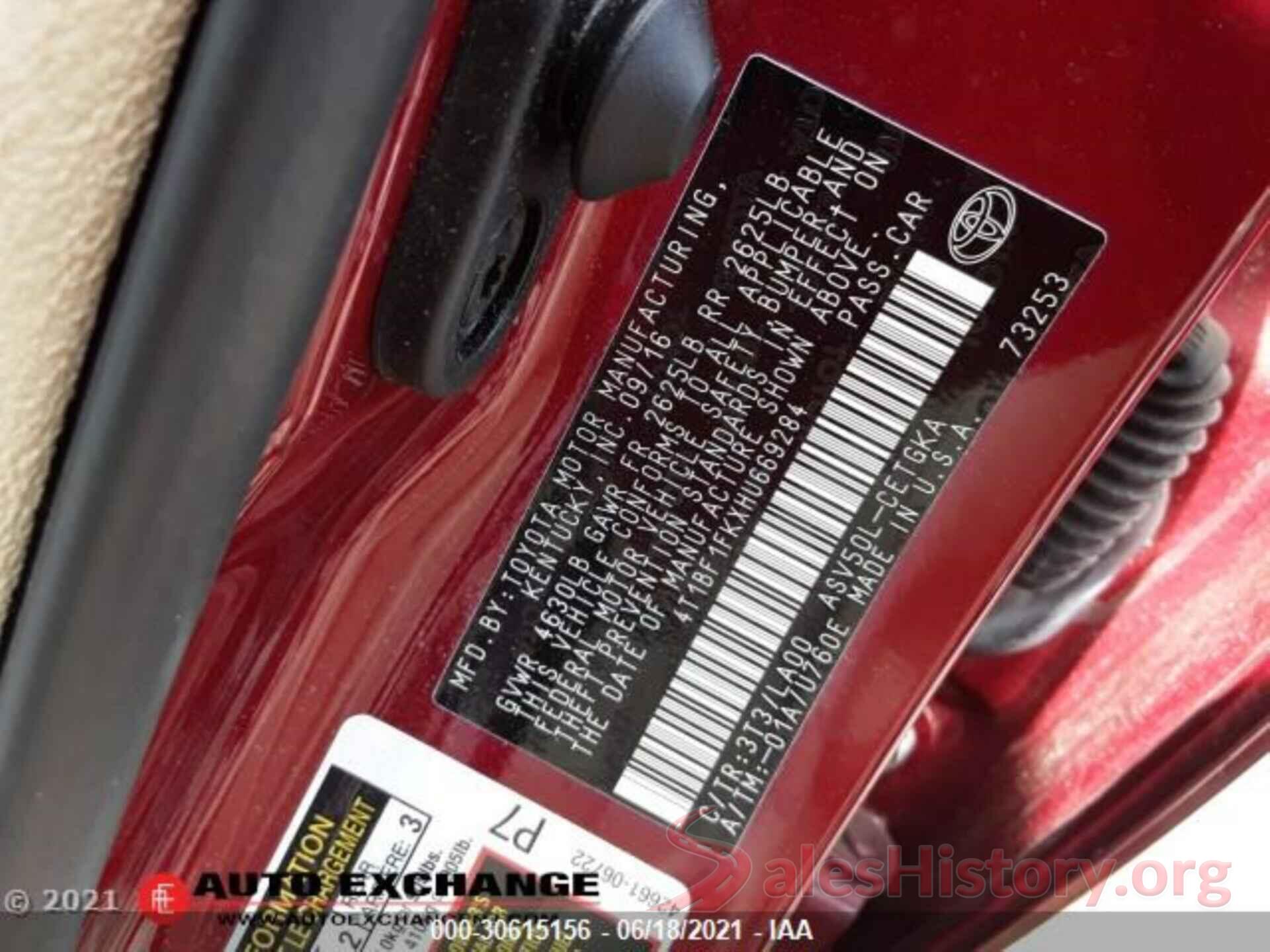 4T1BF1FKXHU669284 2017 TOYOTA CAMRY