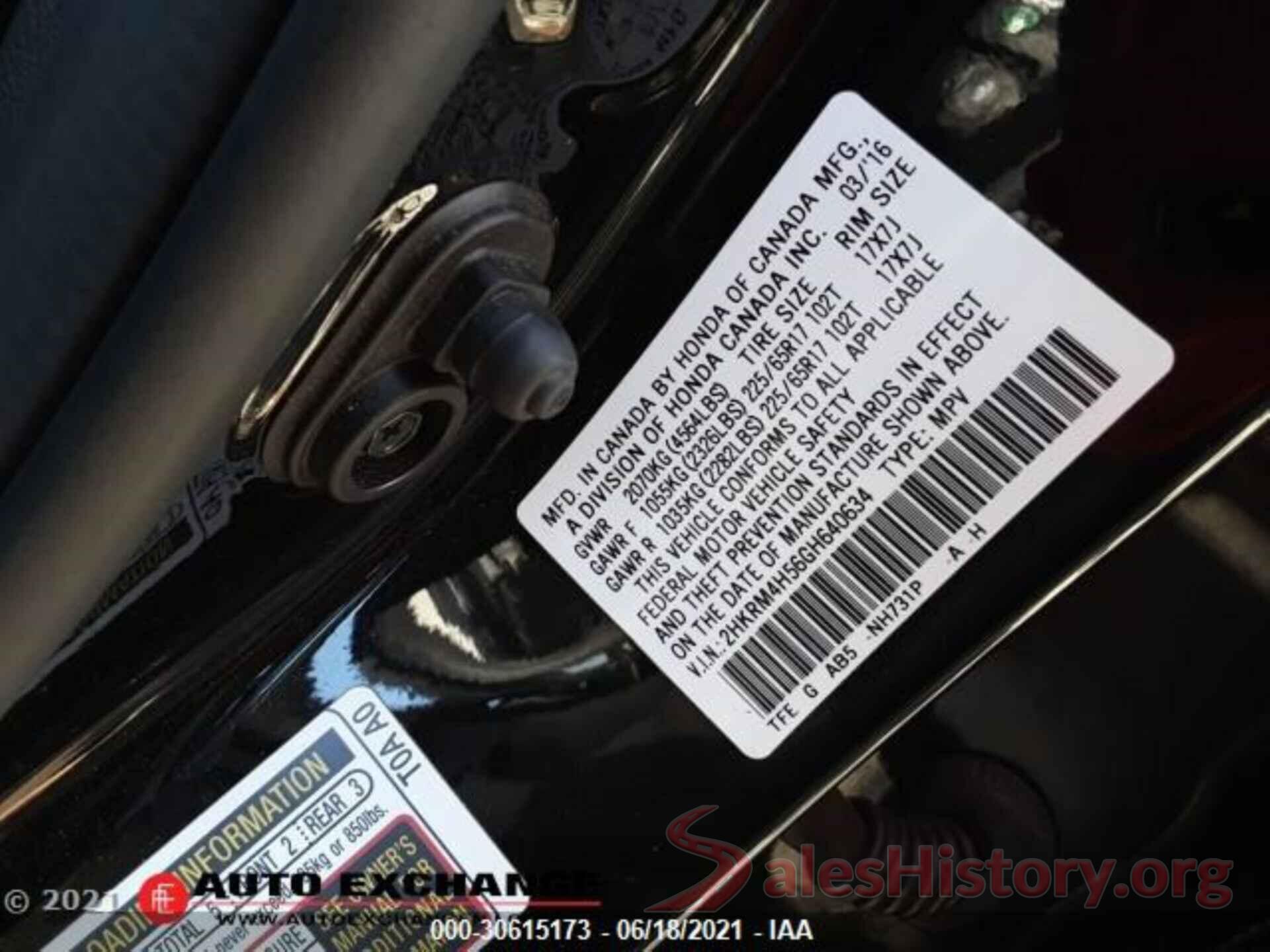 2HKRM4H56GH640634 2016 HONDA CR-V