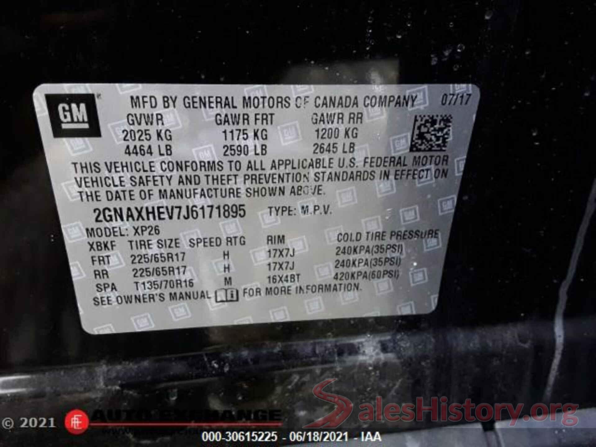 2GNAXHEV7J6171895 2018 CHEVROLET EQUINOX