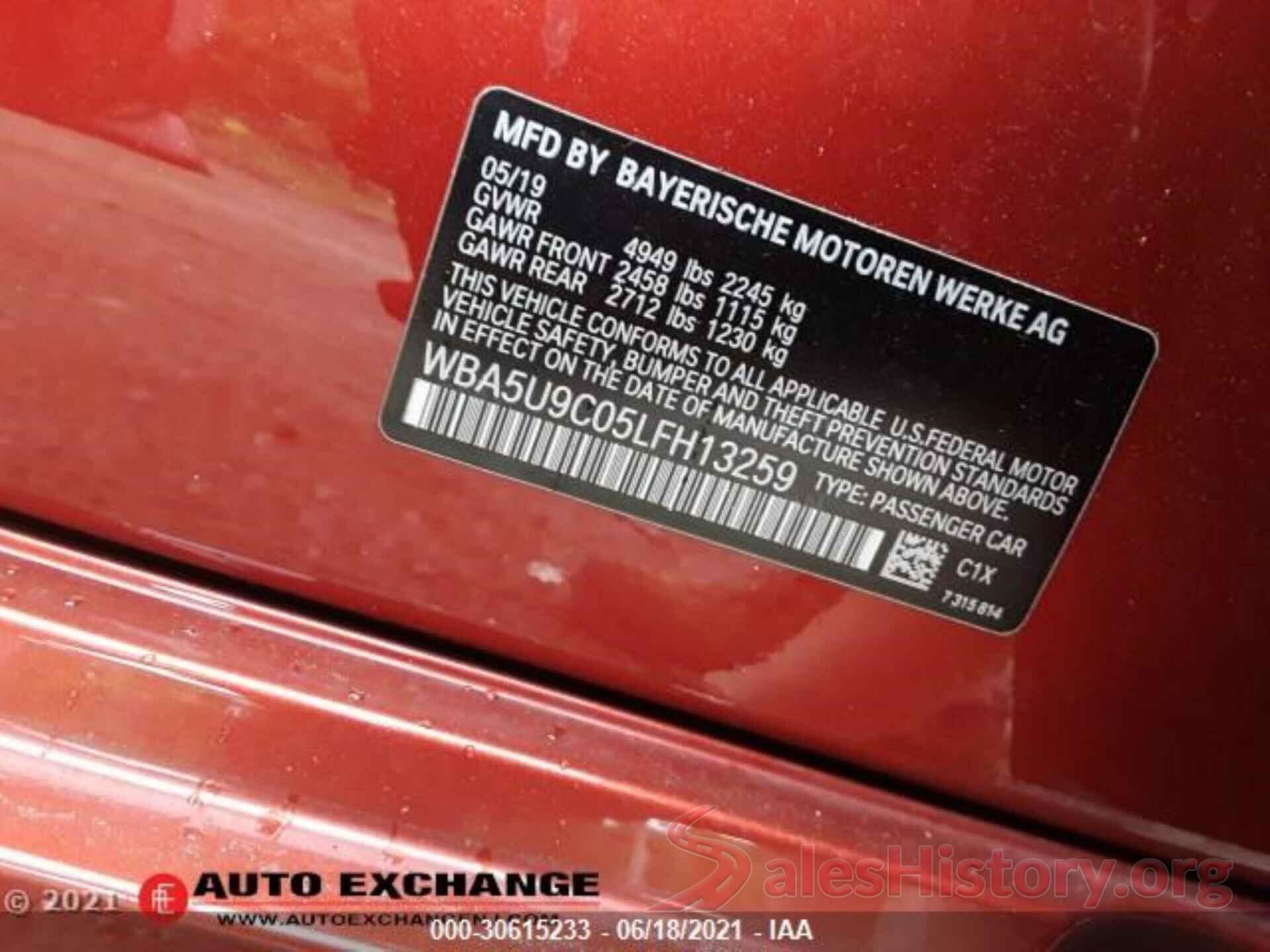 WBA5U9C05LFH13259 2020 BMW 3 SERIES