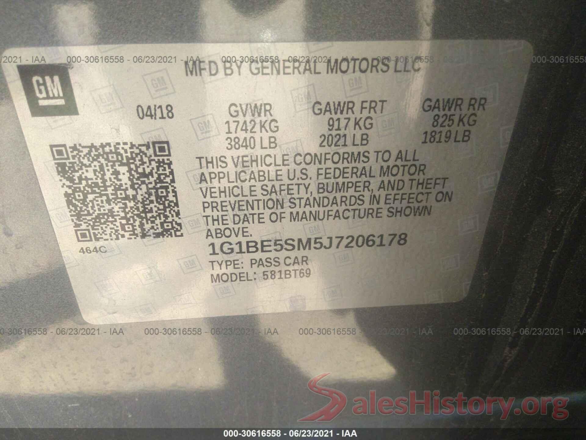 1G1BE5SM5J7206178 2018 CHEVROLET CRUZE