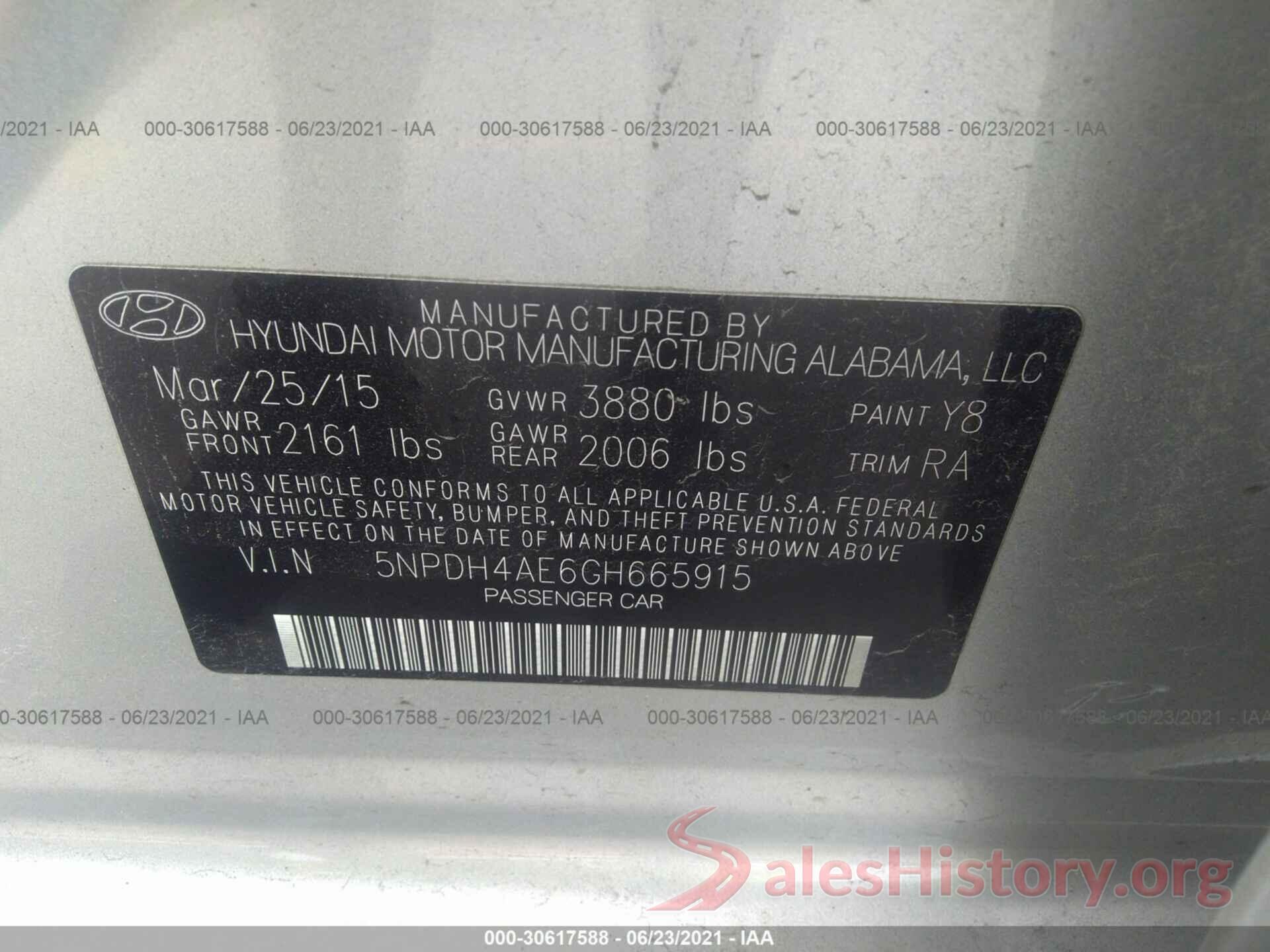 5NPDH4AE6GH665915 2016 HYUNDAI ELANTRA